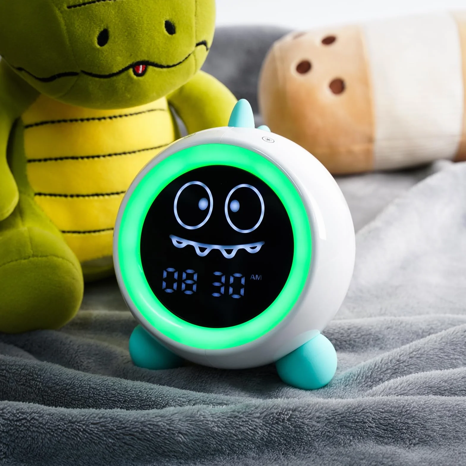 DINOTIME Sonno per bambini, sveglia per bambini, con luce notturna, timer per principianti, ragazze, ragazzi (verde)