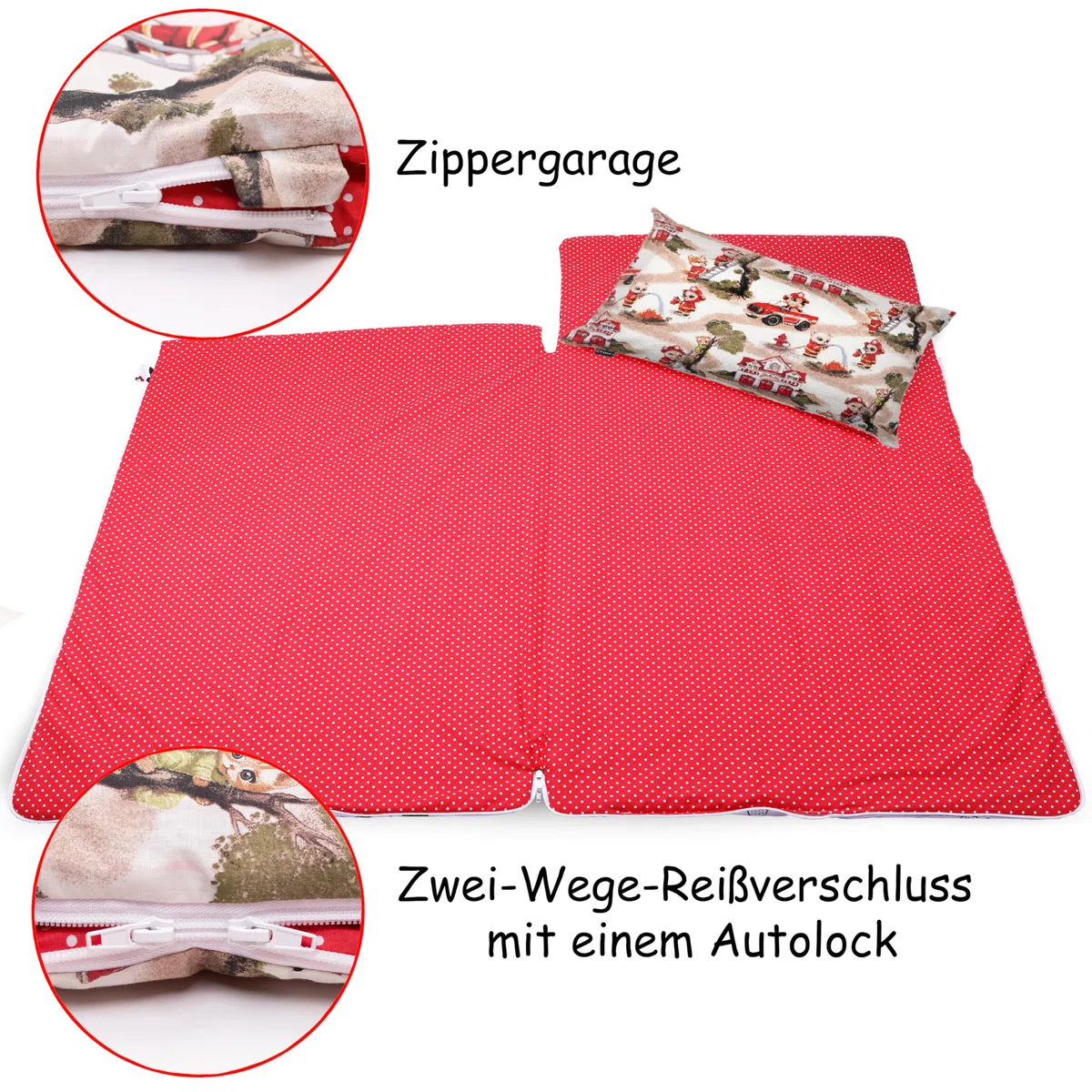 PinkZebra Sacco a Pelo per Bambini 170 x 70 cm + federa 60 x 40 cm per Ragazze Ragazzi Oeko-Tex in Cotone con Doppia Cerniera