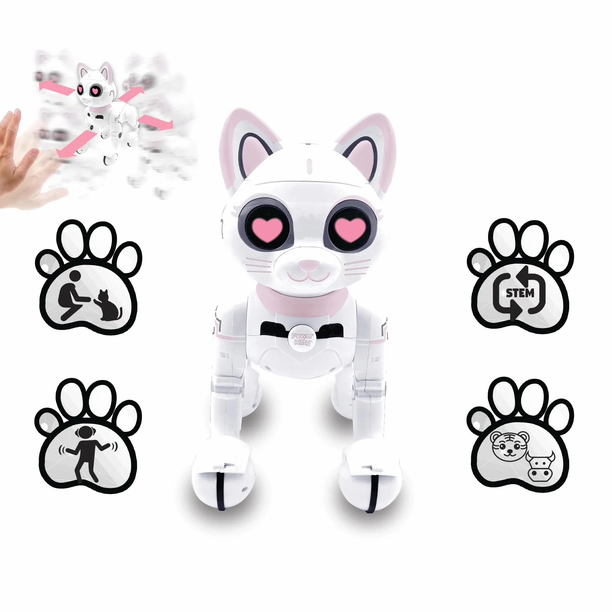 Lexibook - Power Kitty® - Gatto robot telecomandato, robot intelligente programmabile, luce, suono, bianco/rosa - KITTY01
