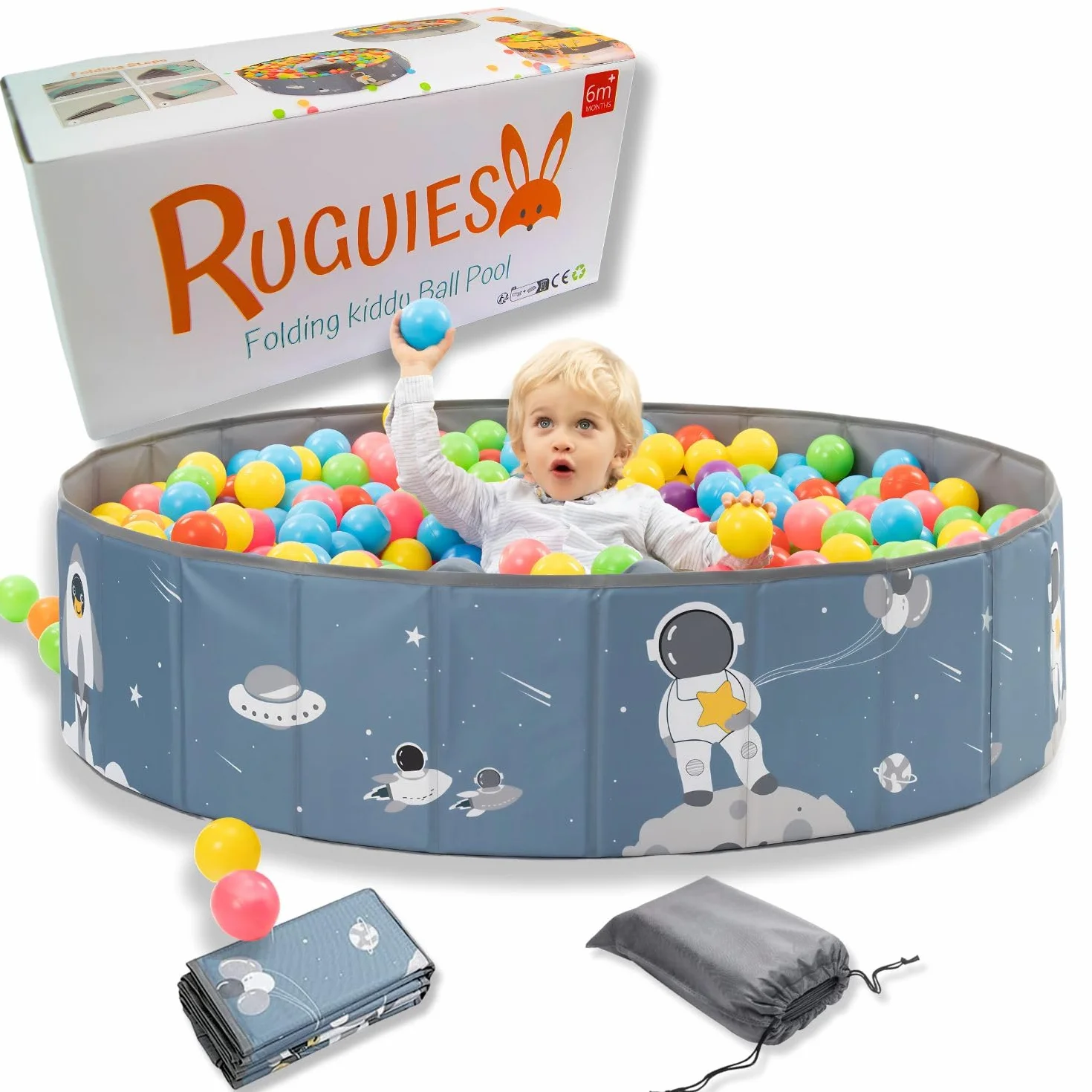 Piscina di Palline per bambini- Piscina con Palline Pieghevole- Parco giochi con Palline- Per uso Interno ed Esterno- Piscinetta Portatile- (Palline non Incluse) (SPACE 120x30cm)
