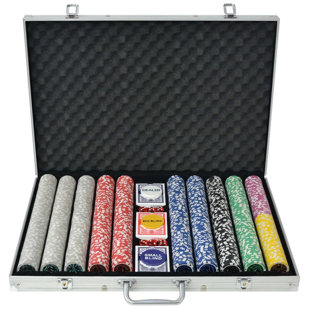 vidaXL Set Gioco Poker 1000 Chips Fiches Laser Valigetta Alluminio