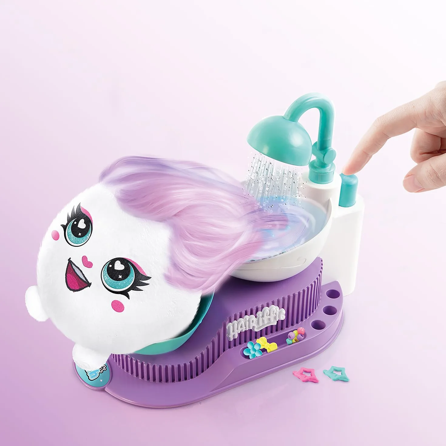 Canal Toys Hair'iffic Salon Airbrush Plush Doudou with Aerografo Stencil Stazione di Lavaggio Creativo Riutilizzabile