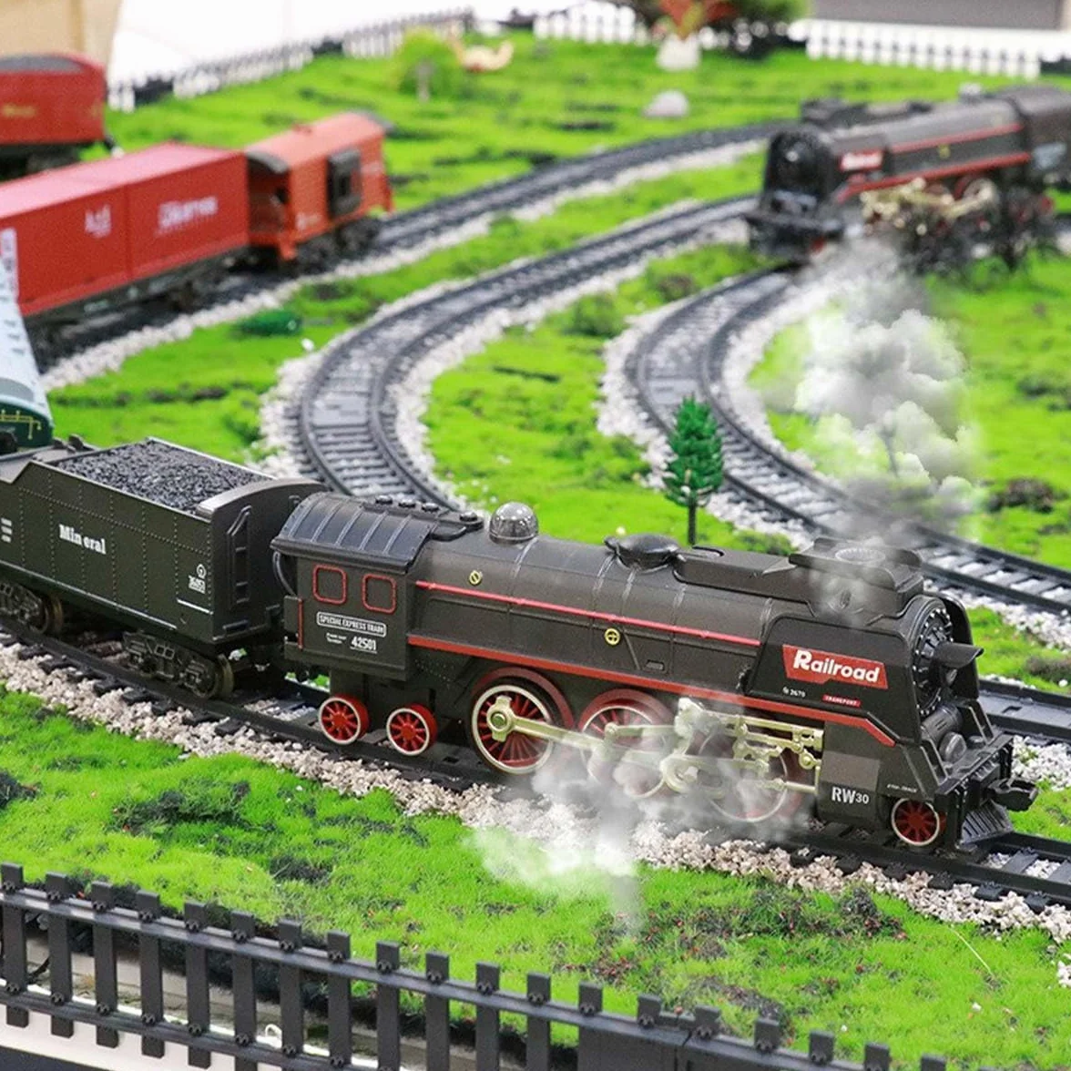 Set di treni radiocomandati, modello di treno natalizio con carrozza e binario lungo, ottimo regalo STEM e decorazioni da scrivania per adolescenti e adulti (modello 62904B)