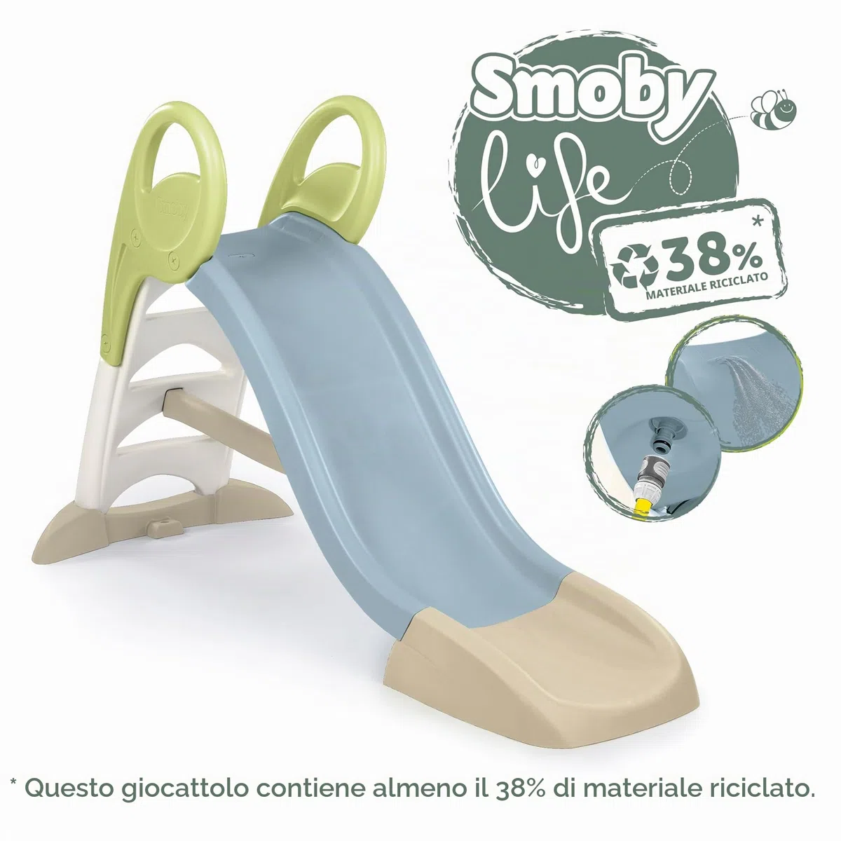 Smoby Life - Scivolo Grande - Scivolo 150 cm - Altezza 1 m - Maniglie ergonomiche, gradini antiscivolo - Trattamento anti UV - Materiale riciclato - Dai 2 anni in su - Prodotto in Francia