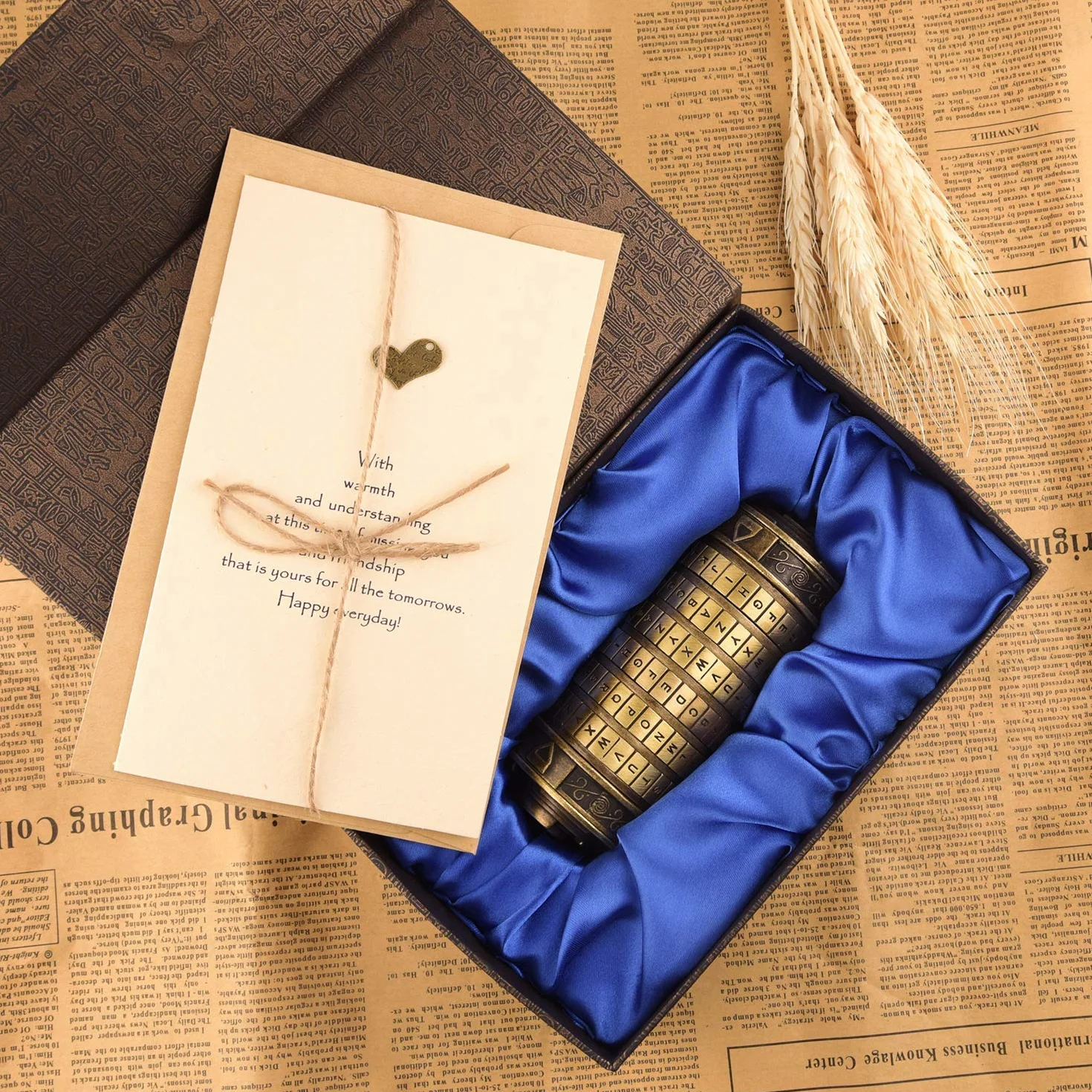 TUPARKA 5 pz Da Vinci Codice Mini Cryptex San Valentino Interessante Creativo Regali di Compleanno Romantici per Lei (Bronzo)