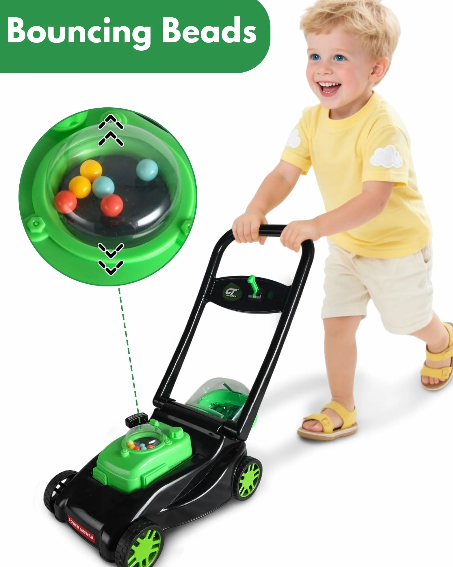 Kids Lawn Mower with Realistic Grass-Cutting Action And Sounds–No Batteries Required | Kids Lawn Mower，Fun Outdoor Push Toy for Kids