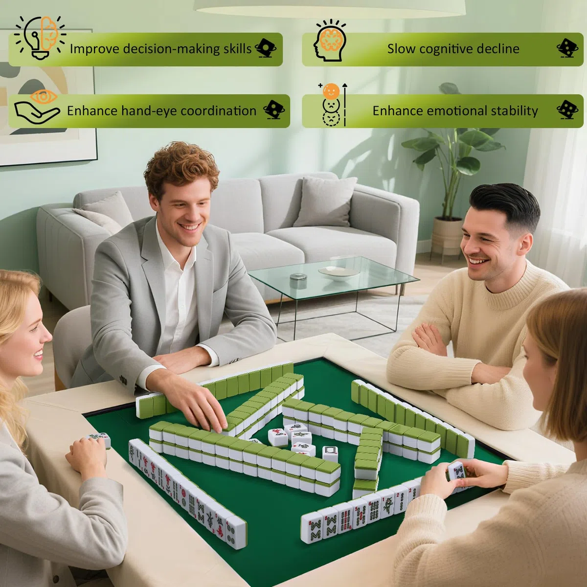 Mahjong grande Set cinese 146 pezzi 3x2,25 cm custodia da viaggio