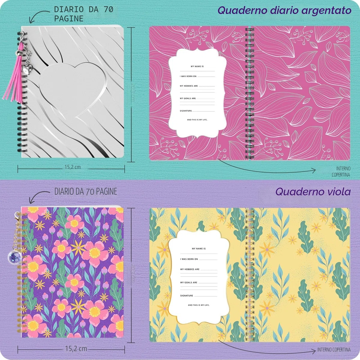 LAOESE Kit diario fai-da-te 2 pezzi - Regali per ragazze 8-14 anni - Idee regalo compleanno - Arti e mestieri bambini