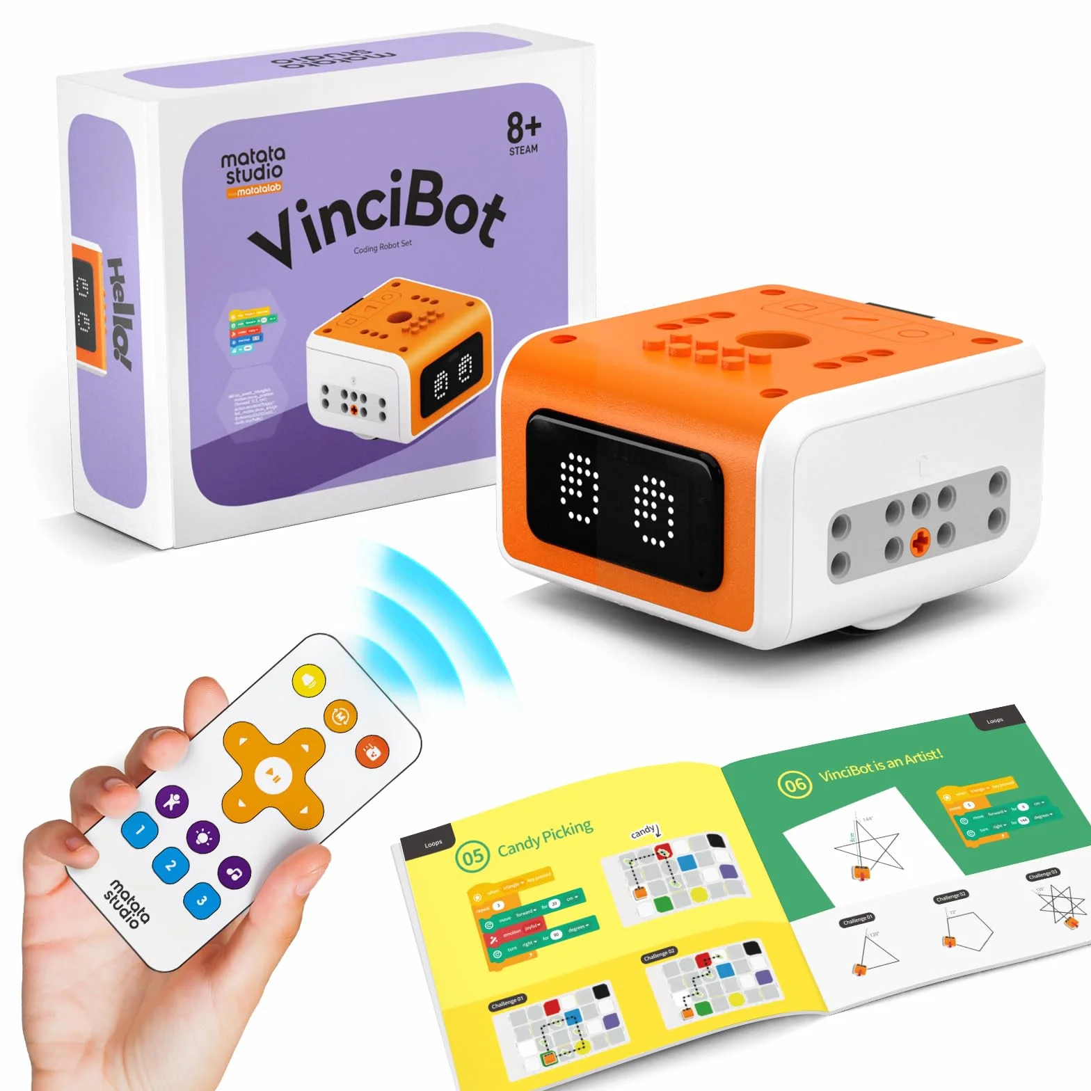 VinciBot - Robot programmabile per bambini 8-12 anni, kit Scratch & Python, programmazione elettronica, robot educativo STEM