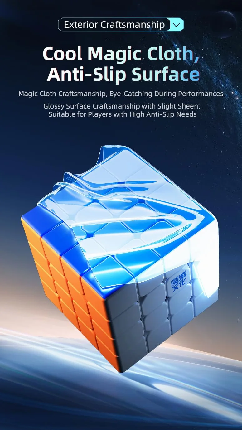 Bukefuno MoYu AoSu V7 3-Track Premium UV 4x4 Magic Cube Magnetico Moyu AoSu WRM Ball Core V7 Puzzle 4x4 TripleTrack UV Magic Cloth 160 Magneti, Velocità del cubo senza adesivo