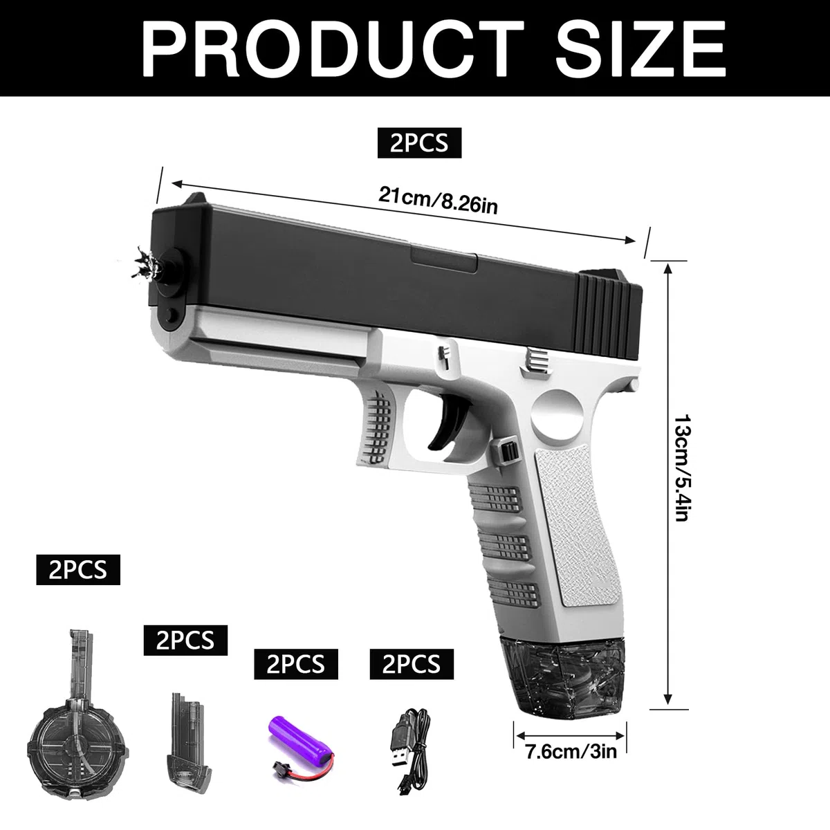 Pistola ad Acqua Elettrica,2 Pezzi Pistole ad Acqua per Bambini,Pistole ad Acqua Potenti a Lunga Distanza,Water Gun,Pistola ad Acqua Giocattolo,per Spiaggia,per Bambini e Adulti