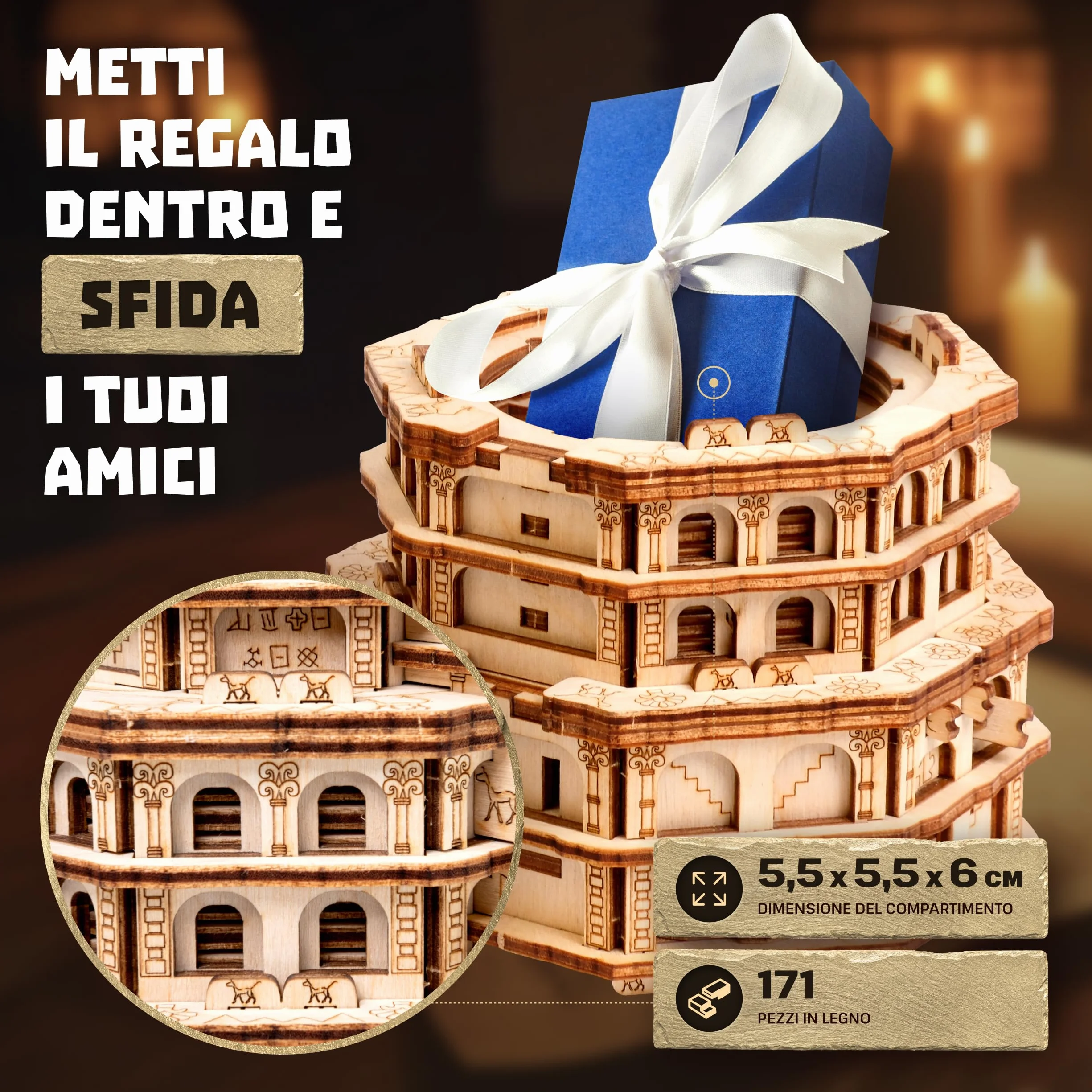 ESC WELT Quest Tower - Jeu de Puzzle Évasion 3D - Casse-tête Cérébral pour Adultes & Adolescents - Jeu d'Évasion Écologique en Bois - Jeu de Réflexion avec Compartiment Caché - Jeux de Société Puzzle