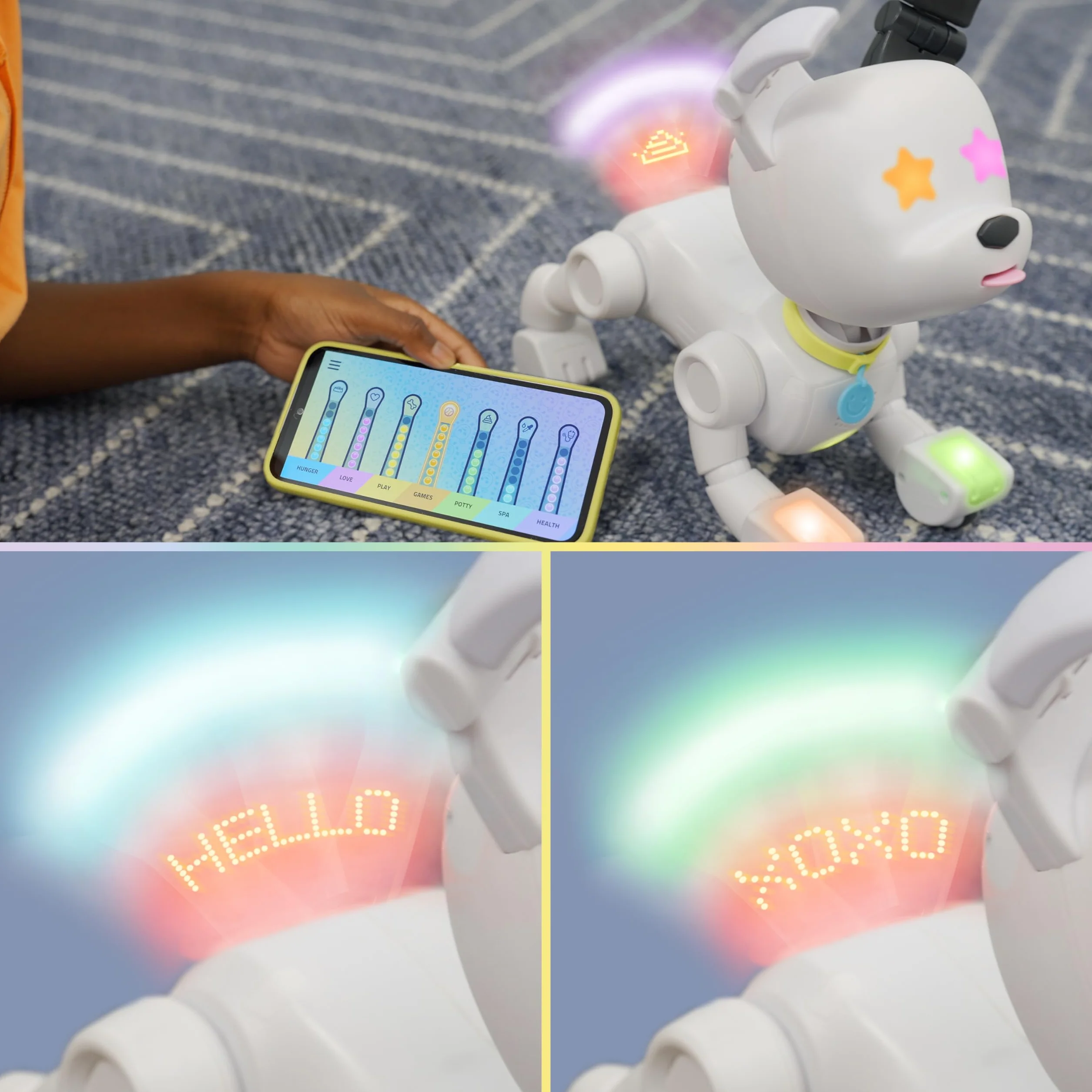 Lansay - DOG-E - Robot per cani interattivo per bambini dai 6 anni - Personalizzabile tramite applicazione - Reazioni sonore e visive come un vero cane - Giocattolo educativo e divertente