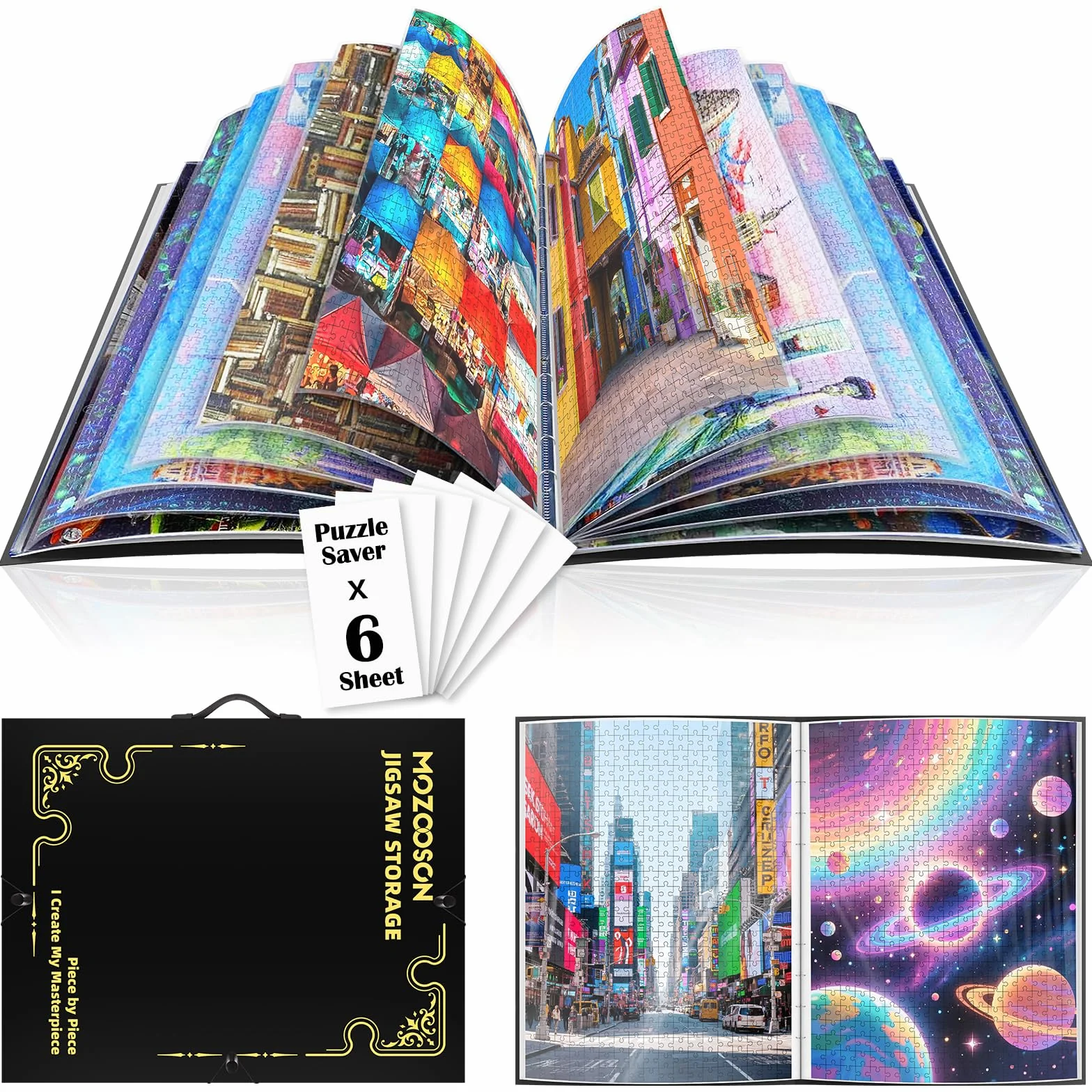 MOZOOSON Raccoglitore per Puzzle da 1000pz, Puzzle Accessori con 25 Tasche, Organizzatore di Puzzle a Grande Capacità, Antipolvere e Protettivo, Appassionati di Puzzle