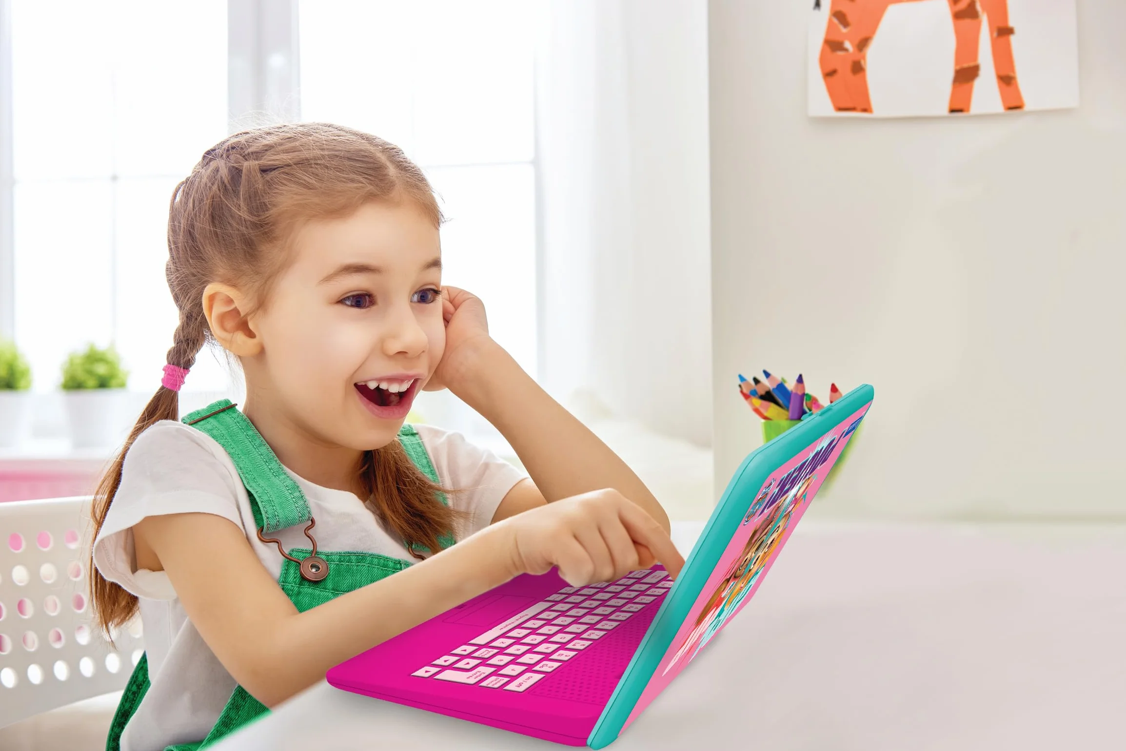 Lexibook Paw Patrol - Computer educativo bilingue Francese/Inglese, Giocattolo per Bambini con 124 attività per Imparare, divertirsi e Suonare Pianoforte, Rosa, JC598PAGi1