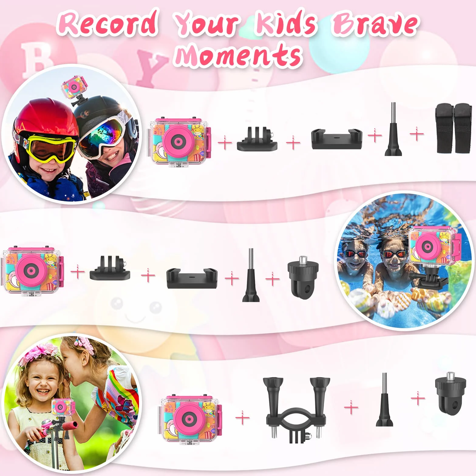 CHAKEYAKE Macchina Fotografica Bambini, 2.0” Fotocamera Digitale Impermeabile, 1080P 180 °Flip Len, Subacquea Macchina Fotografica Giocattolo Videocamera con Scheda SD 32G per Bambini 3-12 anni