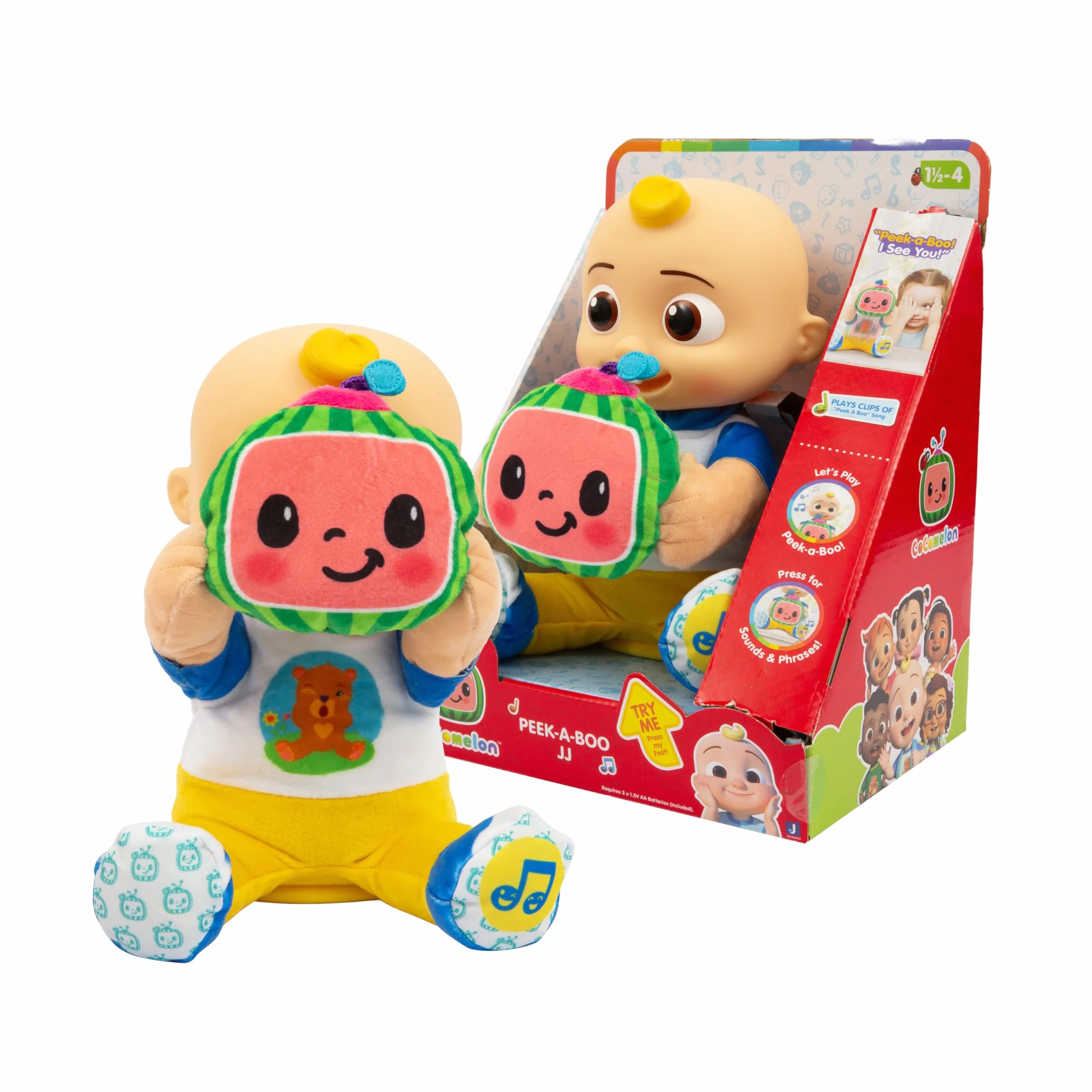 Cocomelon Peek a Boo JJ Peluche Interattivo 30cm con Suoni e Movimento Motorizzato
