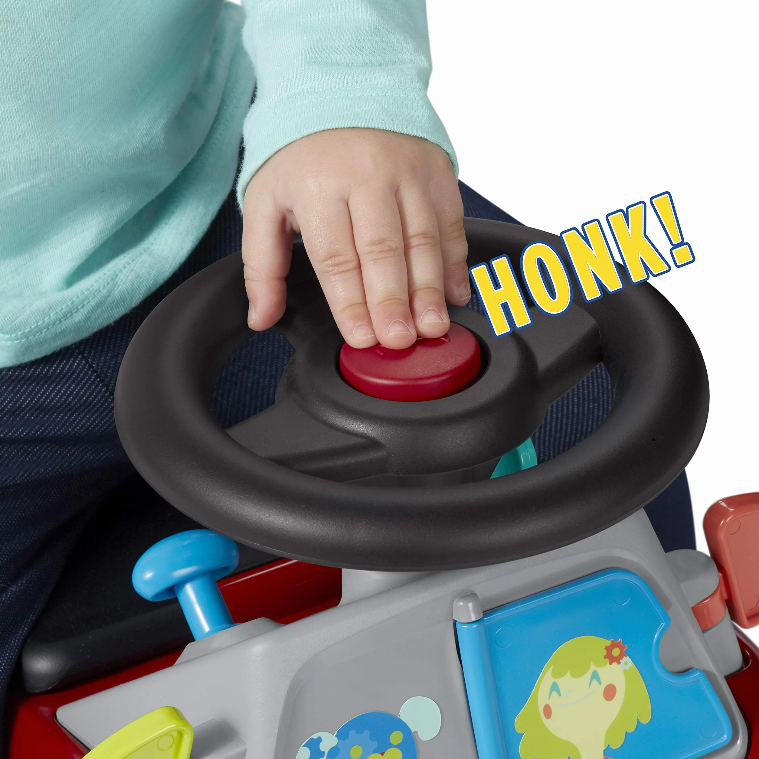 Radio Flyer Busy Buggy, cavalcabile per passare da seduti a in piedi, cavalcabile rosso per bambini da 1 a 3 anni