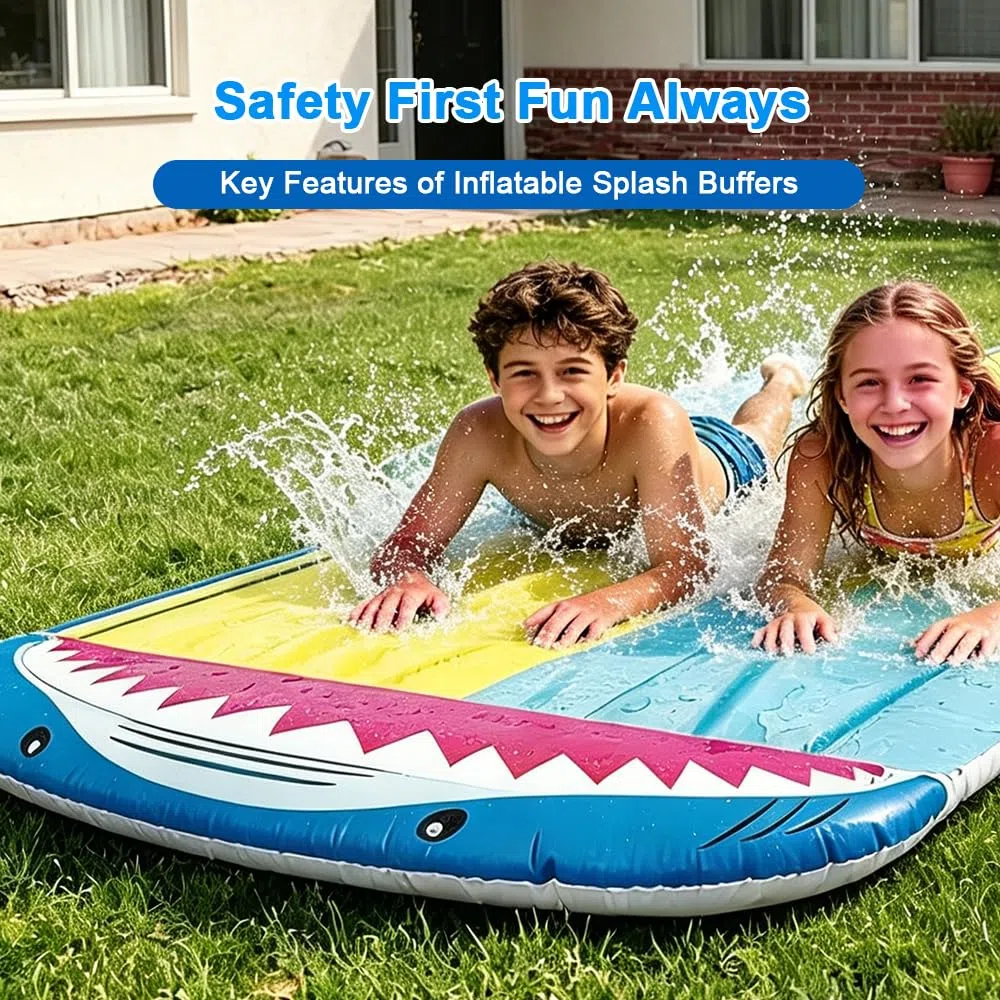 Scivolo Acquatico Giardino Doppio con 2 Bodyboards per Bambini e Adulti