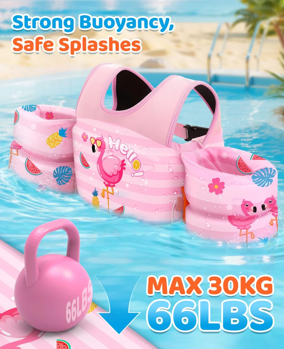 HeySplash Gilet da Nuoto per Bambini Braccioli Galleggianti Peso 9-22/15-30 KG Cinghia Regolabile Fischio