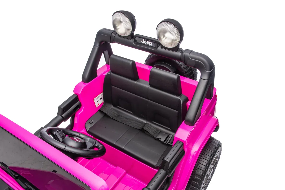 Jeep Wrangler Rubicon 2026 Auto Elettrica Bambini 12V Fuoristrada 2 Posti SEDILI Pelle Porte Apribili Doppio Motore Rosa