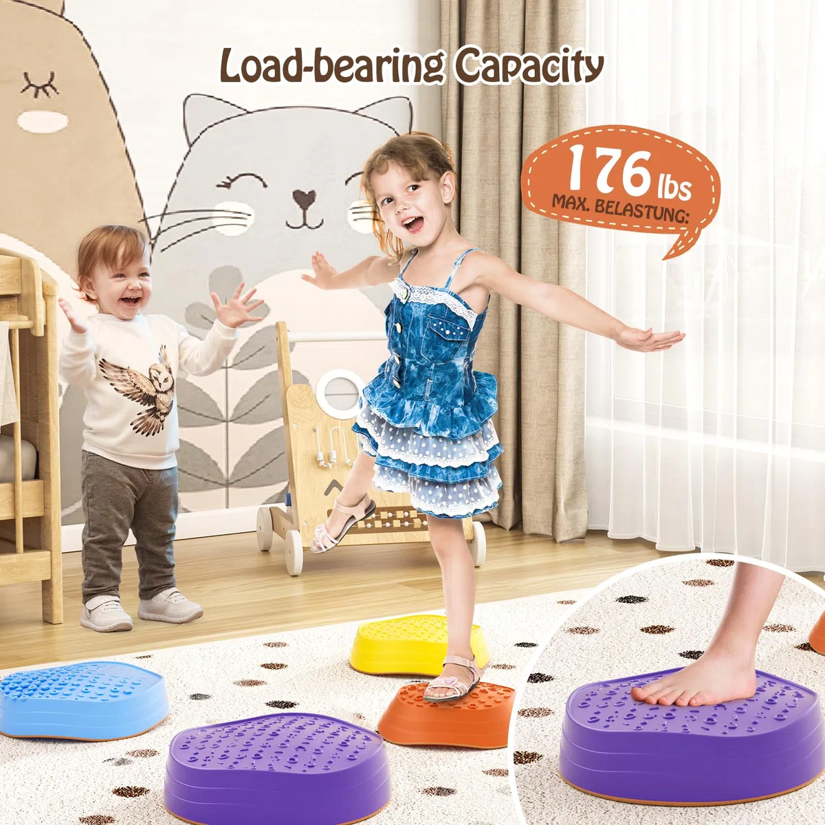 6pcs balance board bambini equilibrio pietre impilamento bambini gioco pietre promuove la coordinazione equilibrio per interni ed esterni percorsi ad ostacoli, giocattoli sensoriali