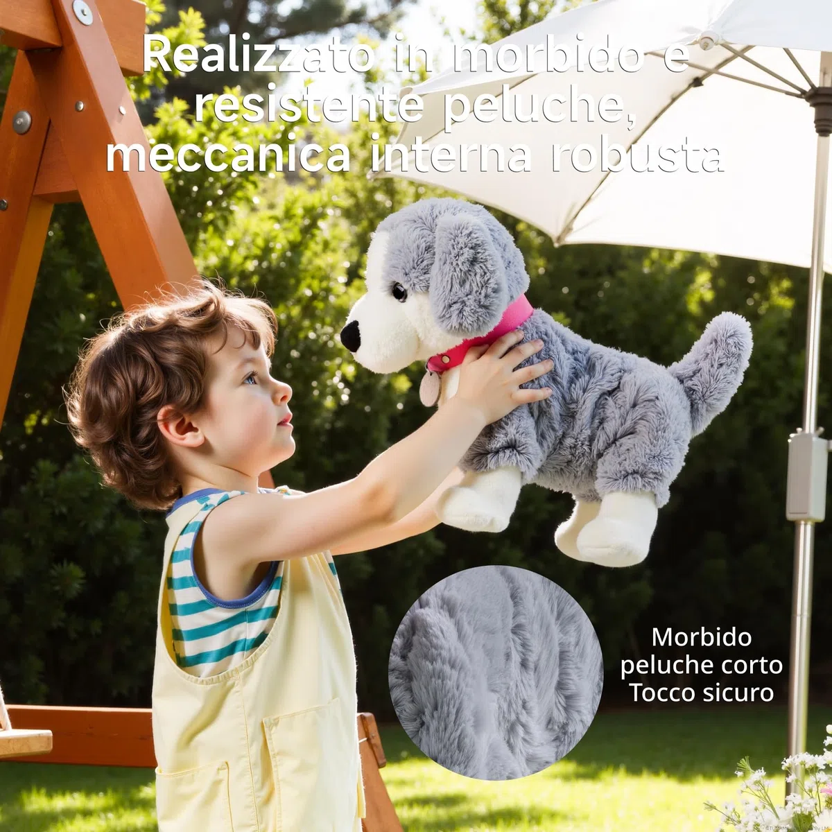 Cane Giocattolo Interattivo Elettronico Peluche con Controllo Vocale, Cammina e Abbaia, Regalo per Bambini 3+