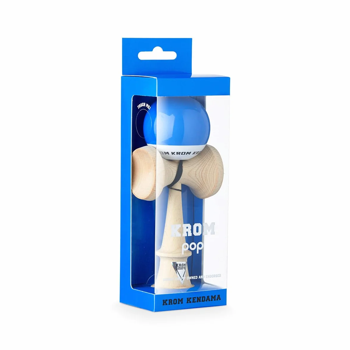 KROM Kendama Originale in Legno per Principianti ed esperti – Pop LOL Blu Scuro – Gioco di abilità per Esterni e Interni – Giocattolo in Legno con Corda e Palla