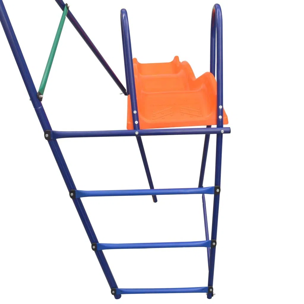 vidaXL Set Altalene con Scivolo 3 Sedili Arancione Giostra all'Aperto Dondolo