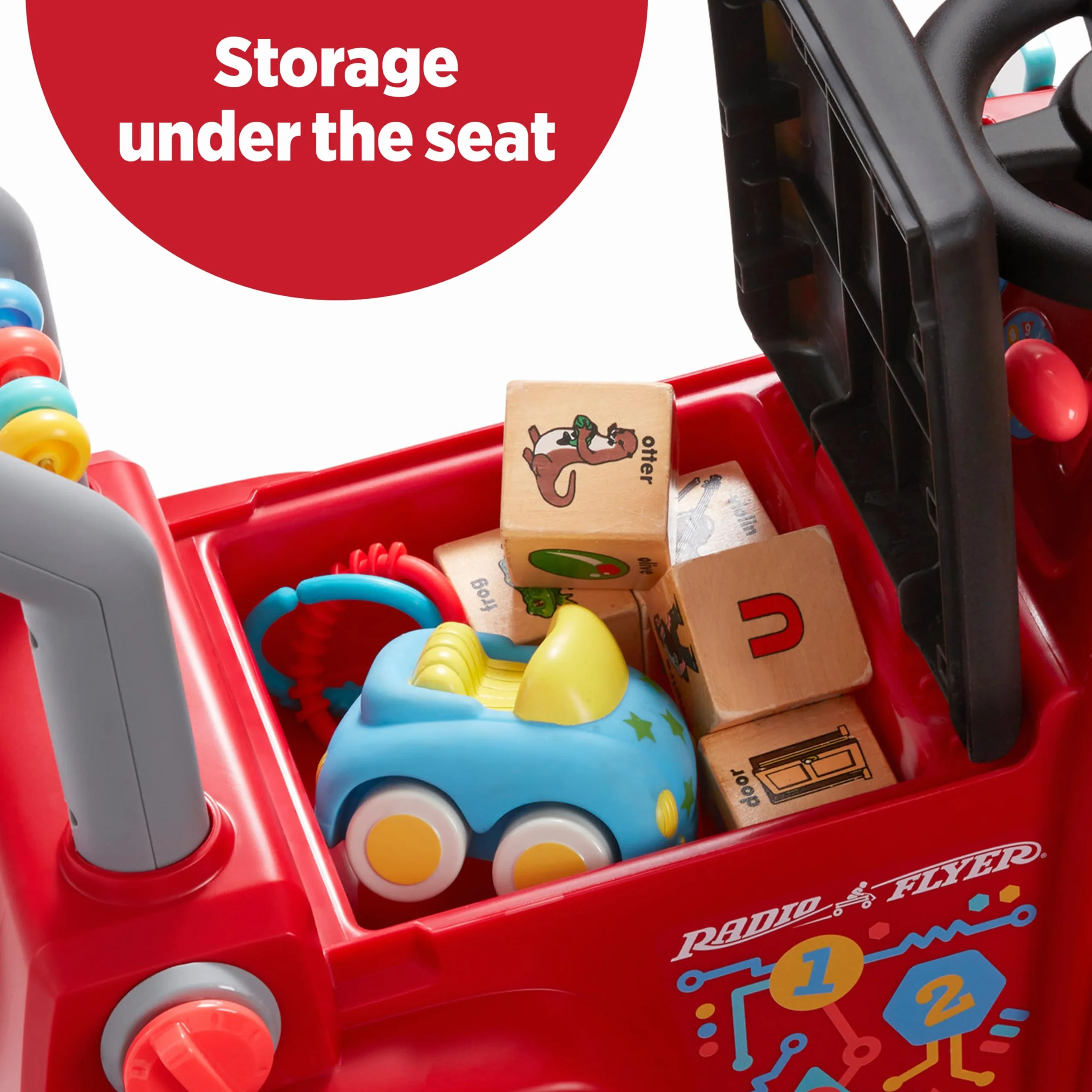 Radio Flyer camioncino con luci e suoni, giocattolo cavalcabile per bambini da 1 a 3 anni, rosso