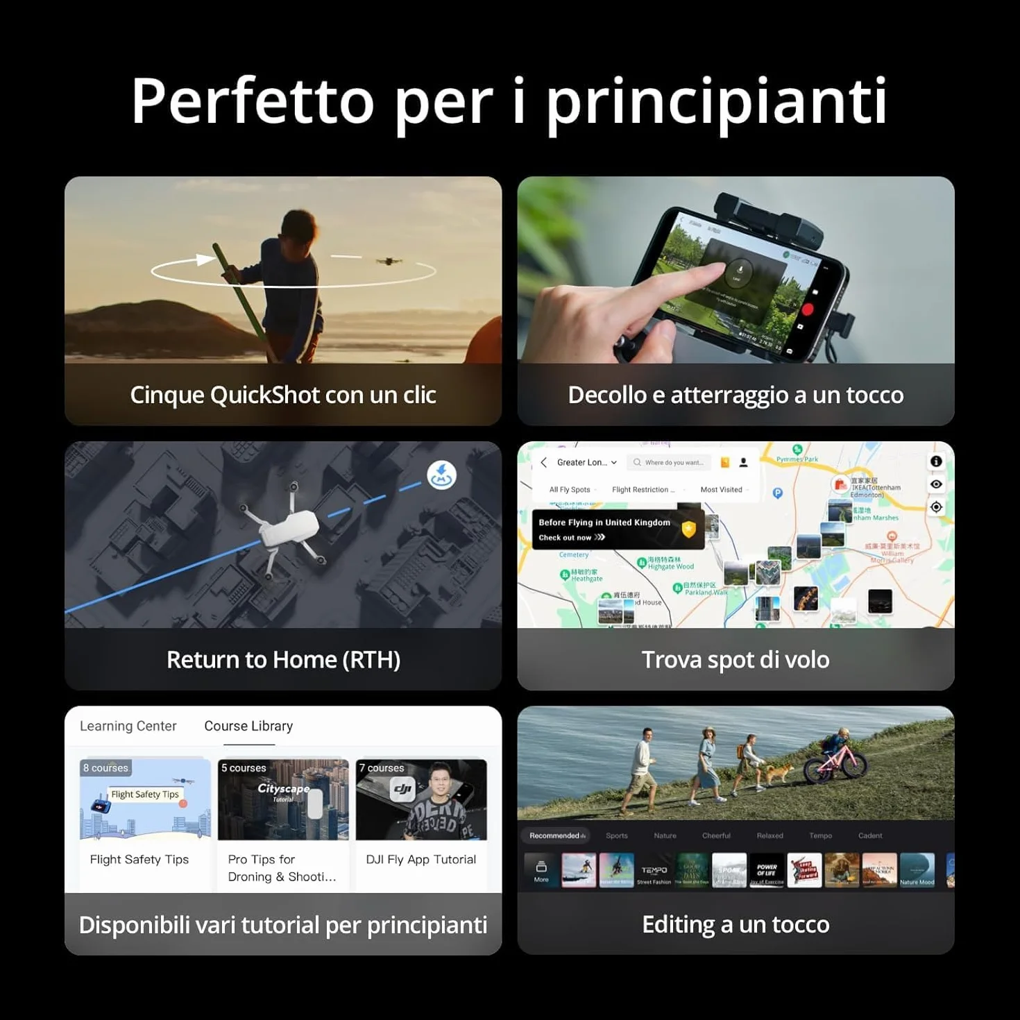 DJI Mini 4K, drone per adulti, fotocamera 4K HD, < 249 g, stabilizzatore 3 assi, trasmissione video 10 km, return automatico, resistenza al vento, 1 batteria per tempo di volo 31', volo intelligente