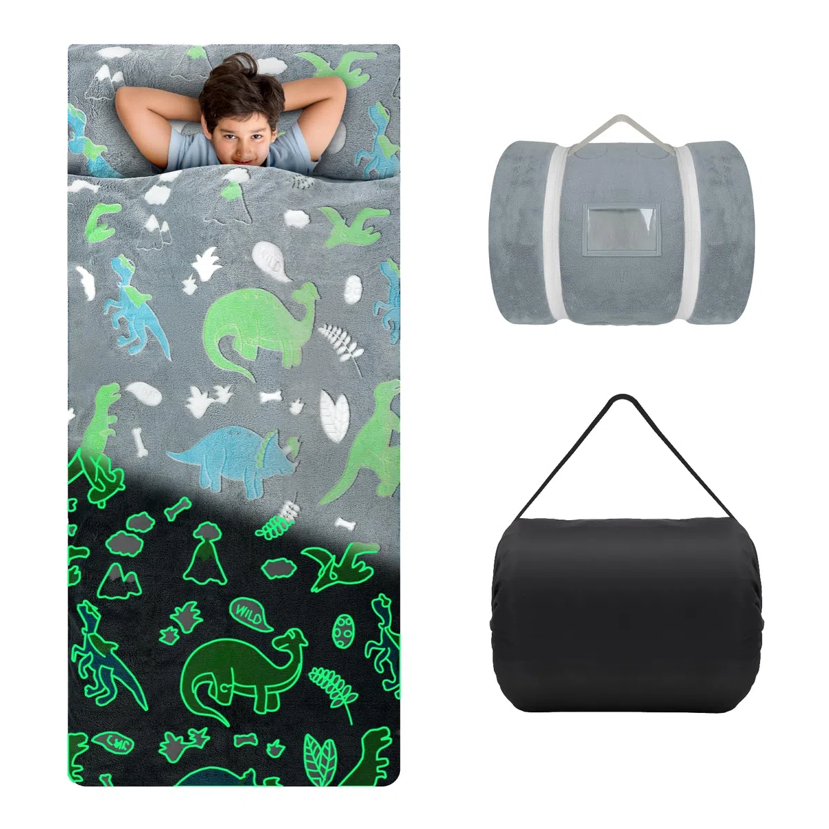 Decalsweet Nap Mat per Bambini Luminoso con Rimovibile Cuscino, Grande Sacco a Pelo Pieghevole per Ragazze Ragazzi, Nap Mats con Doppia Cerniera per Campeggio, Scuola Materna e Asilo, 170×75cm