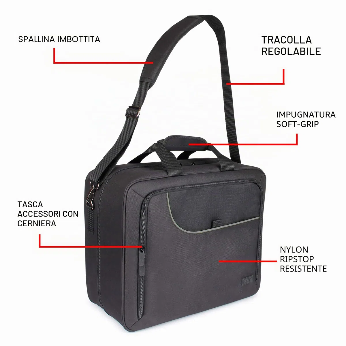 USA Gear Custodia da viaggio XL Magic The Gathering MTG Deck Box Bag - Borsa Grande per Carte MTG con Tracolla Imbottita, Interno Personalizzabile, Resistente agli Agenti Atmosferici - Nero