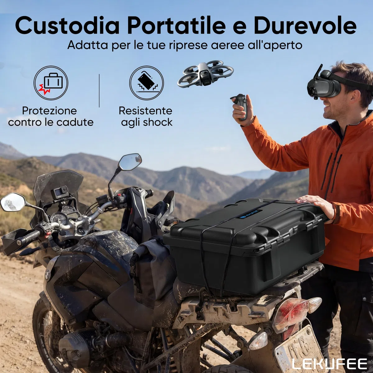 LEKUFEE Valigia rigida impermeabile per drone DJI Avata 360 Combo Motion Fly More, batterie (5 pezzi), Goggles N3/3, RC Motion 3, DJI RC 2/RC N3/N2, controller FPV 3 e accessori (solo custodia)