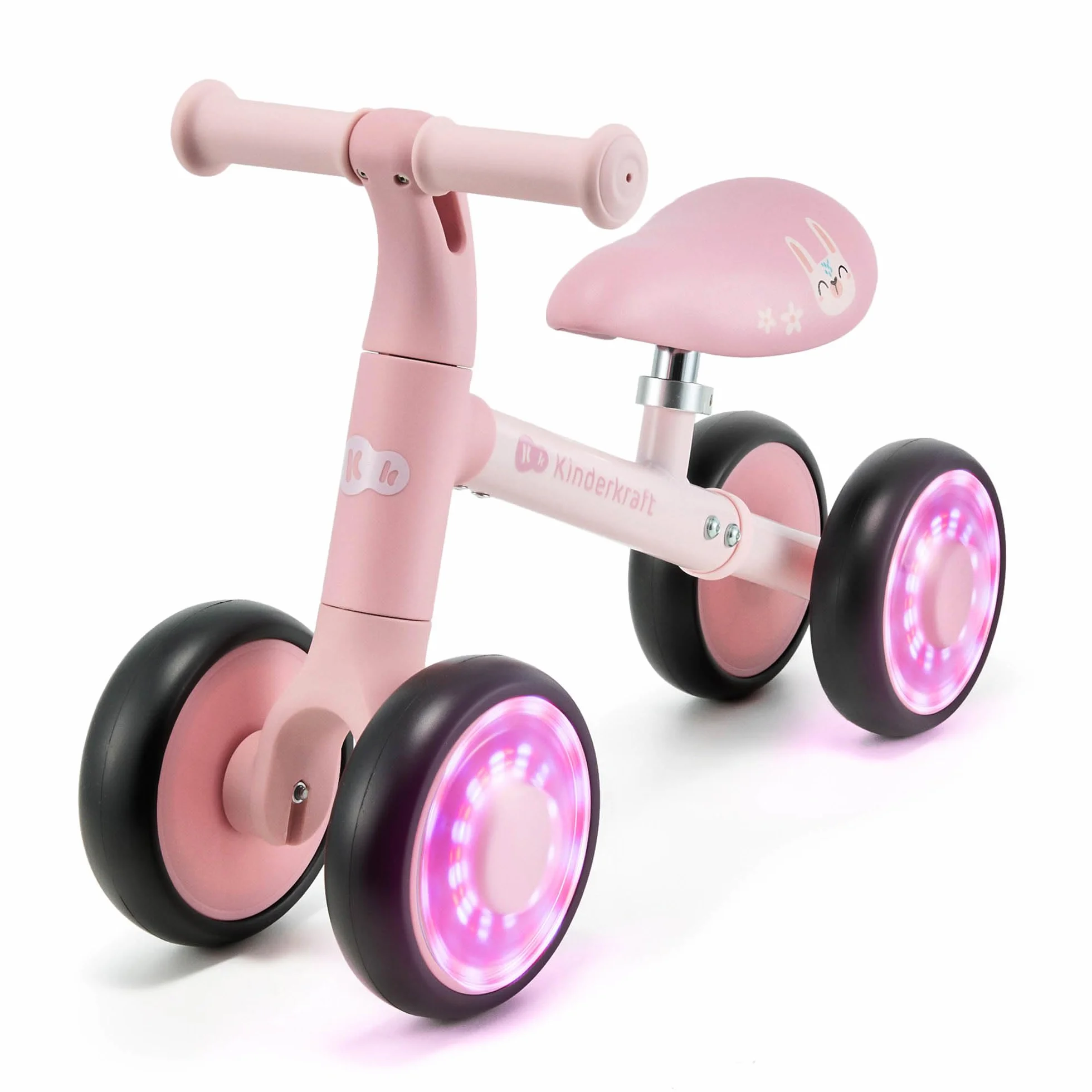 Kinderkraft CUTIE FLASH, bicicletta educativa per bambini, senza pedali, ruote con luci a LED, design moderno, costruzione sicura, per bambini a partire da 1 anno, Rosa