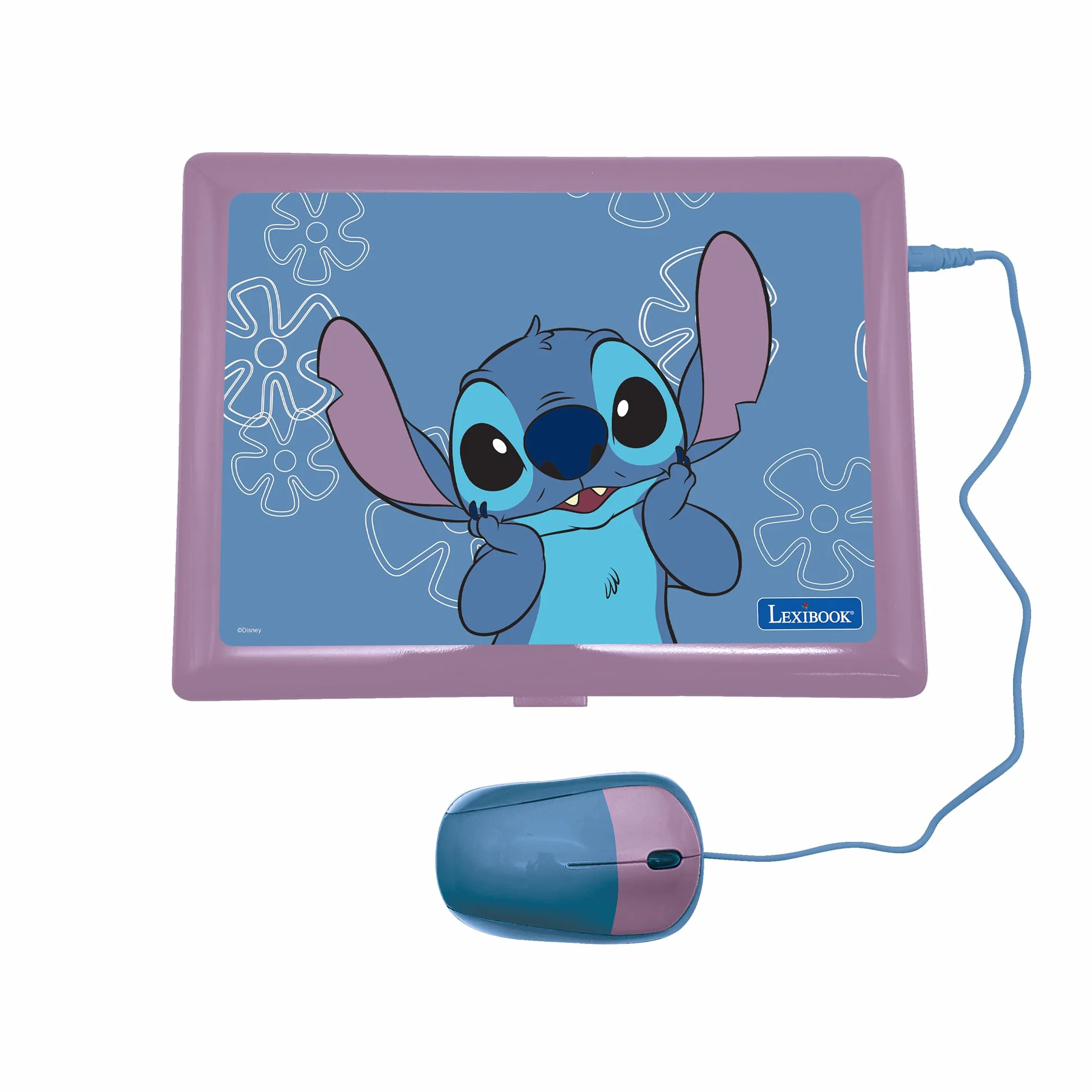 LEXIBOOK, Disney Stitch, Laptop bilingue ed educativo Inglese/Francese Giocattolo per Bambini, 170 attività da Imparare, Giocare e Musica, Schermo Grande, Blu/Viola, JC599Di1