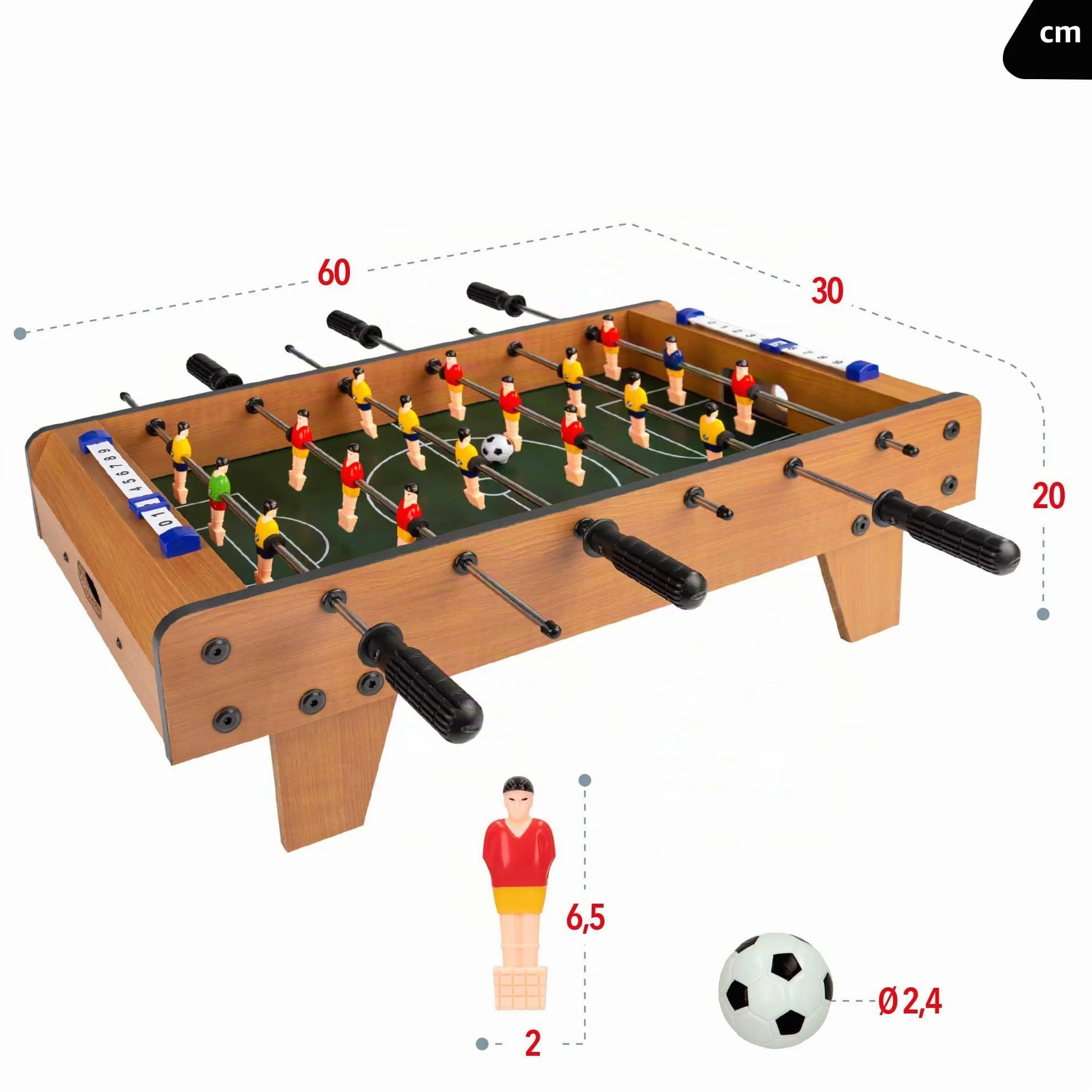 ColorBaby - Calciobalilla in Legno Premium 60 x 30 x 20 cm