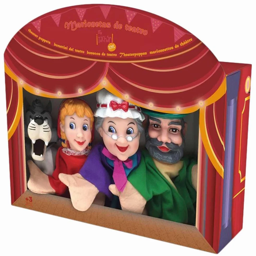 TACHAN - Set di 4 burattini per bambini a Cappuccetto Rosso - Set di burattini a mano - Include 4 personaggi di racconti per bambini - Dimensioni pupazzo 30 cm (CPA Toy Group 749T00538)