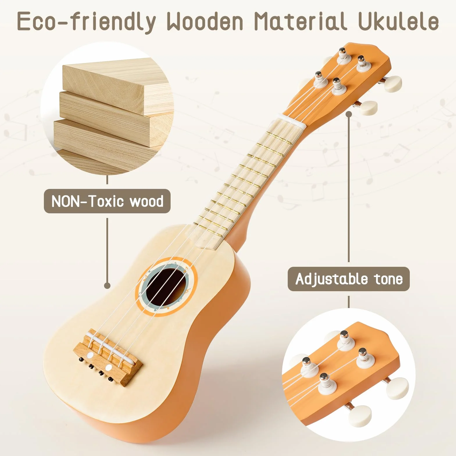 Chitarra per Bambini, Strumenti Musicali Bambini Giochi in Legno Giochi Montessori 2 3 4 Anni Regalo Bambina Bimbo