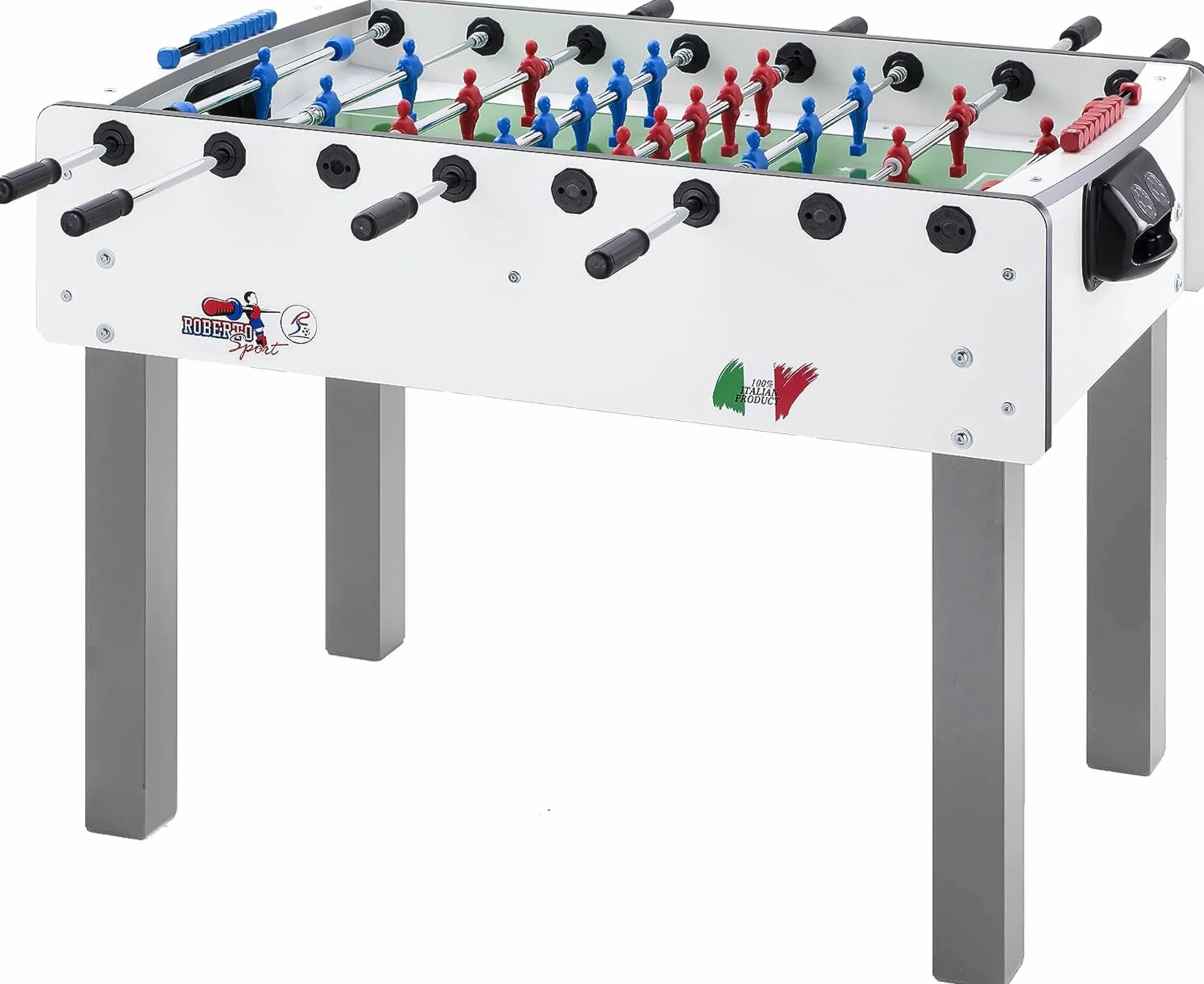 G5 HT SPORT Calcio Balilla Roberto Sport [Made in Italy] Calcetto da Tavolo Calcetto Balilla Con Aste Rientranti Telescopiche | Campo in Vetro Temperato Infrangibile | Palline E Spray Inclusi