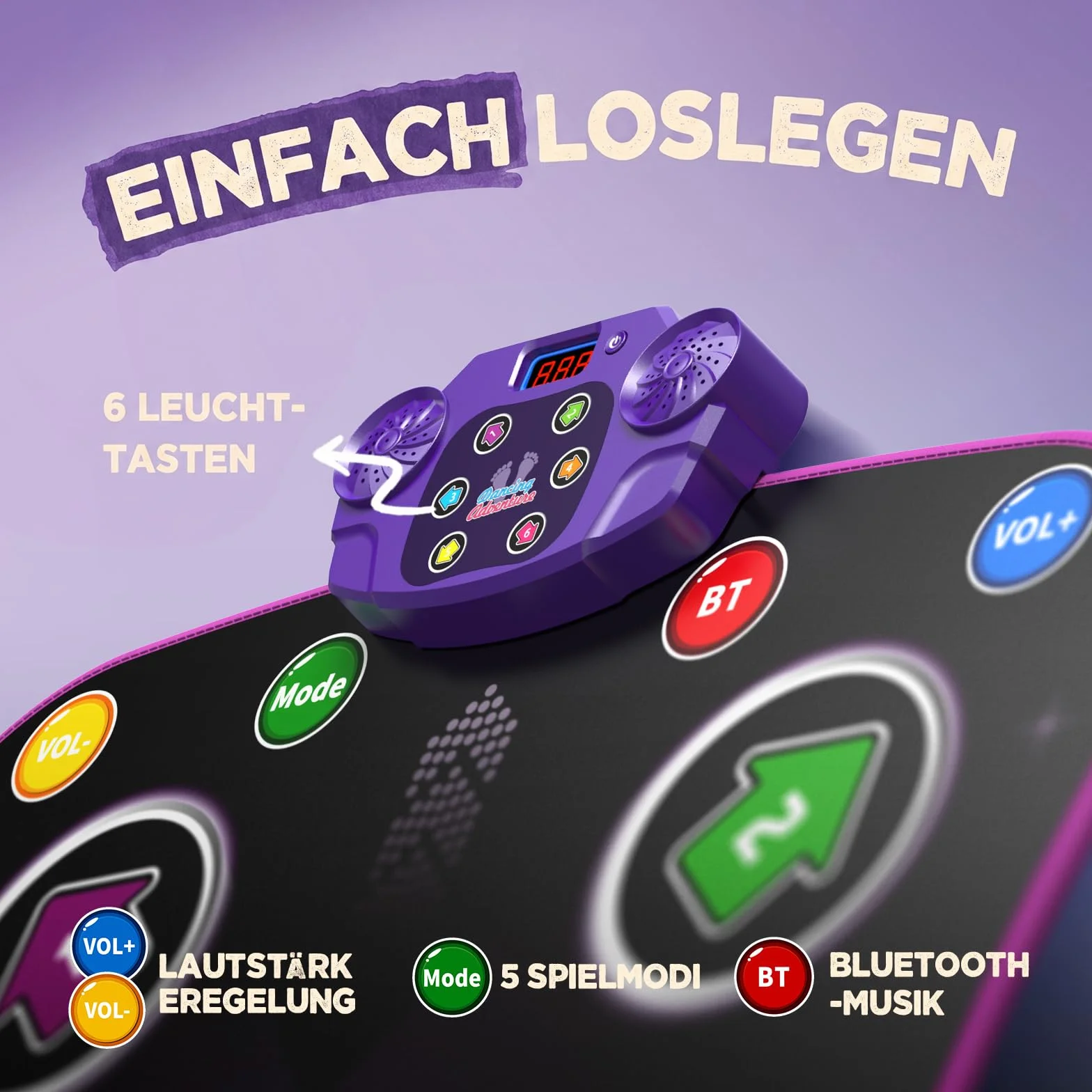 Hot Bee Tappetino da Ballo Bambini 3 4 5 6 7 8 9 Anni, Regali Bambini 3-12 Anni, Tappetino da Ballo Musica con Bluetooth, Giocattoli Bambini da 3 4 5 6 7 8 9 Anni