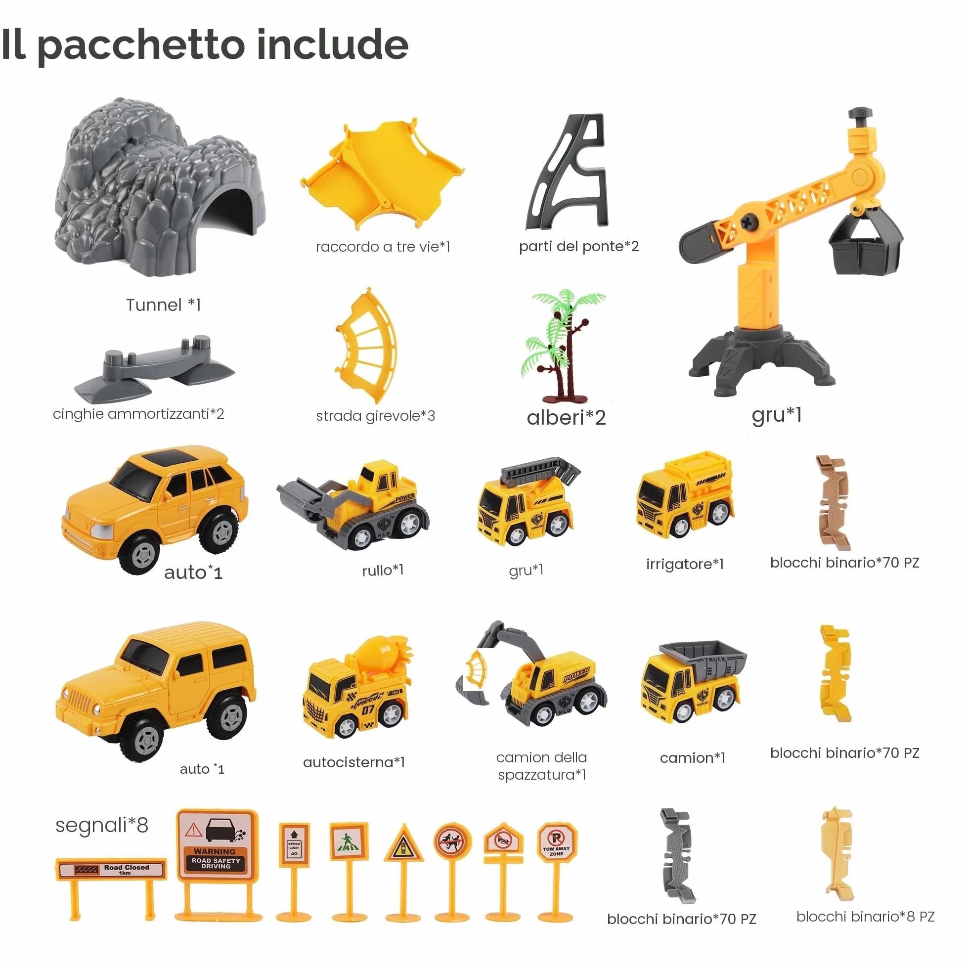 TUMAMA Pista da Corsa Macchinine Elettriche, Trenino Elettrico per Bambini 3 4 5 6 7 8 Anni con 8 Auto, Set di Pista Macchine Treno Moto Giocattolo, Camion Paw Patrol Cars Giochi, Construction Toys