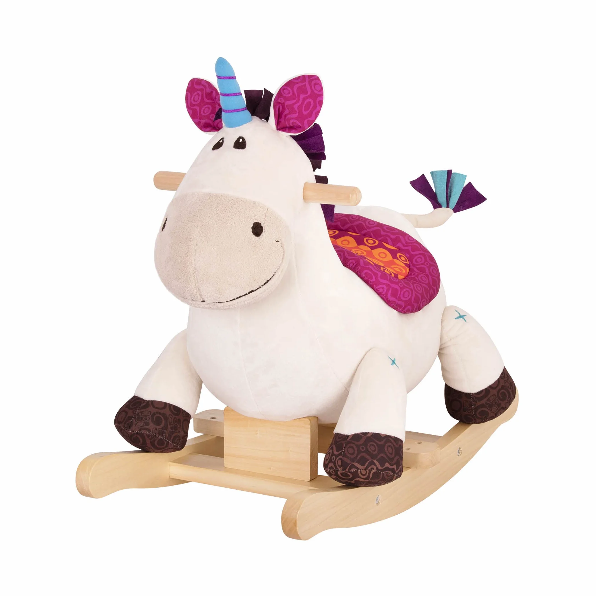 B. toys - Rodeo Rocker - Dilly-Dally - Unicorno Rocker - Unicorno a dondolo - Cavalcabile in legno - Giocattolo classico per bambini e ragazzi - 18 mesi +