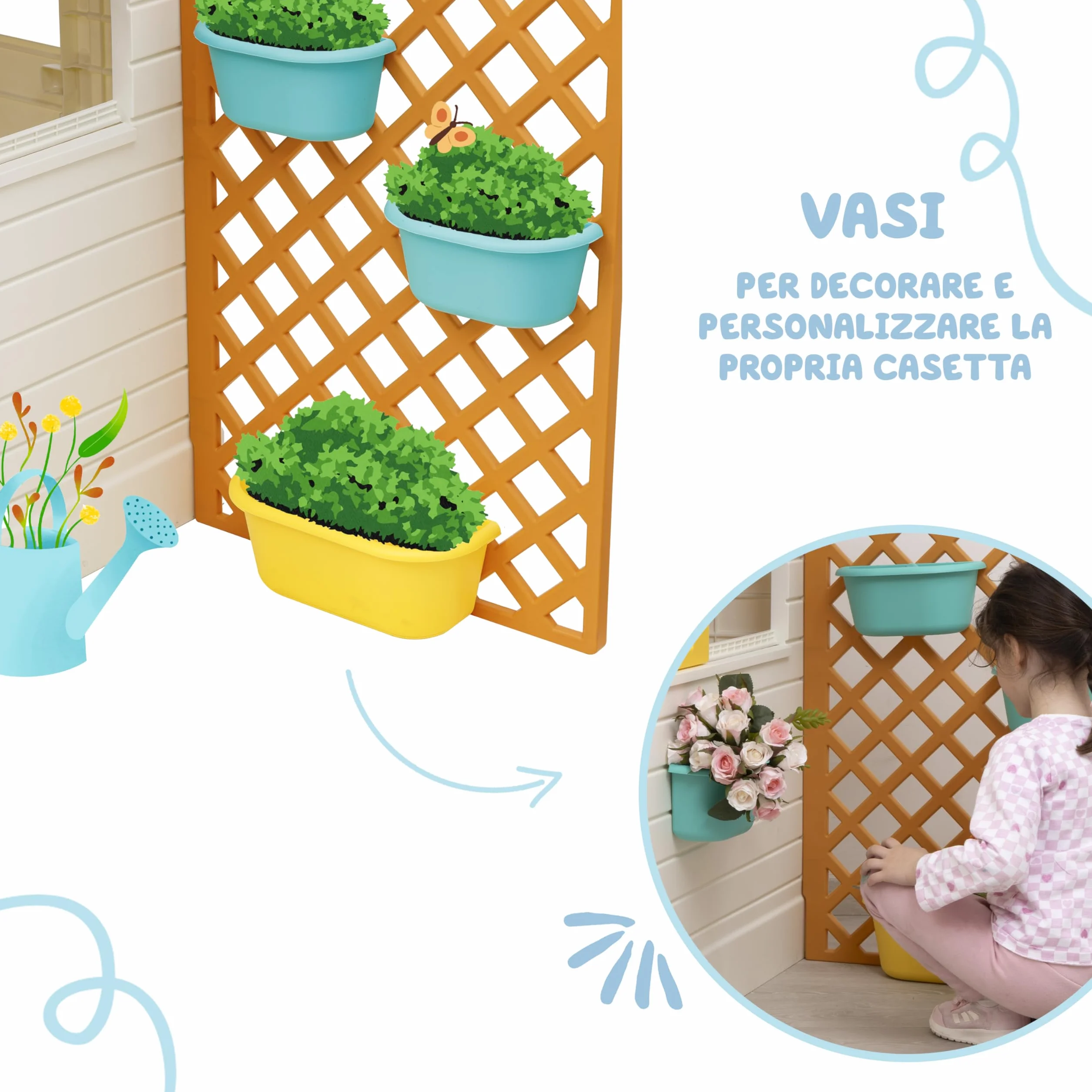 Baroni Toys Casetta da Giardino per Bambini con Staccionata, Plastica, 140x108x127 cm