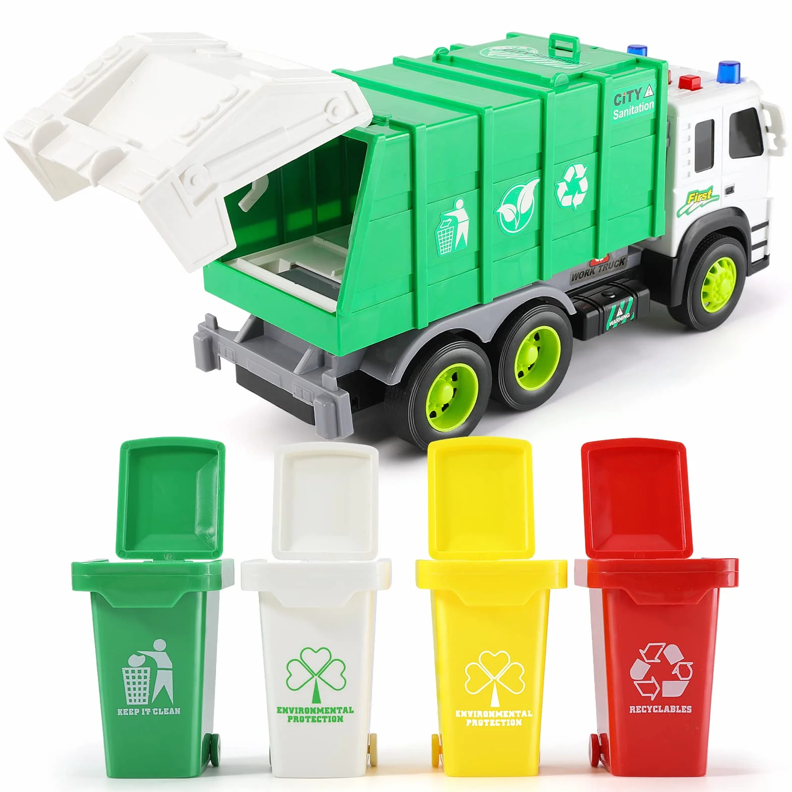 Camion della Spazzatura Giocattolo con Luci e Suoni per Bambini 3-8 Anni