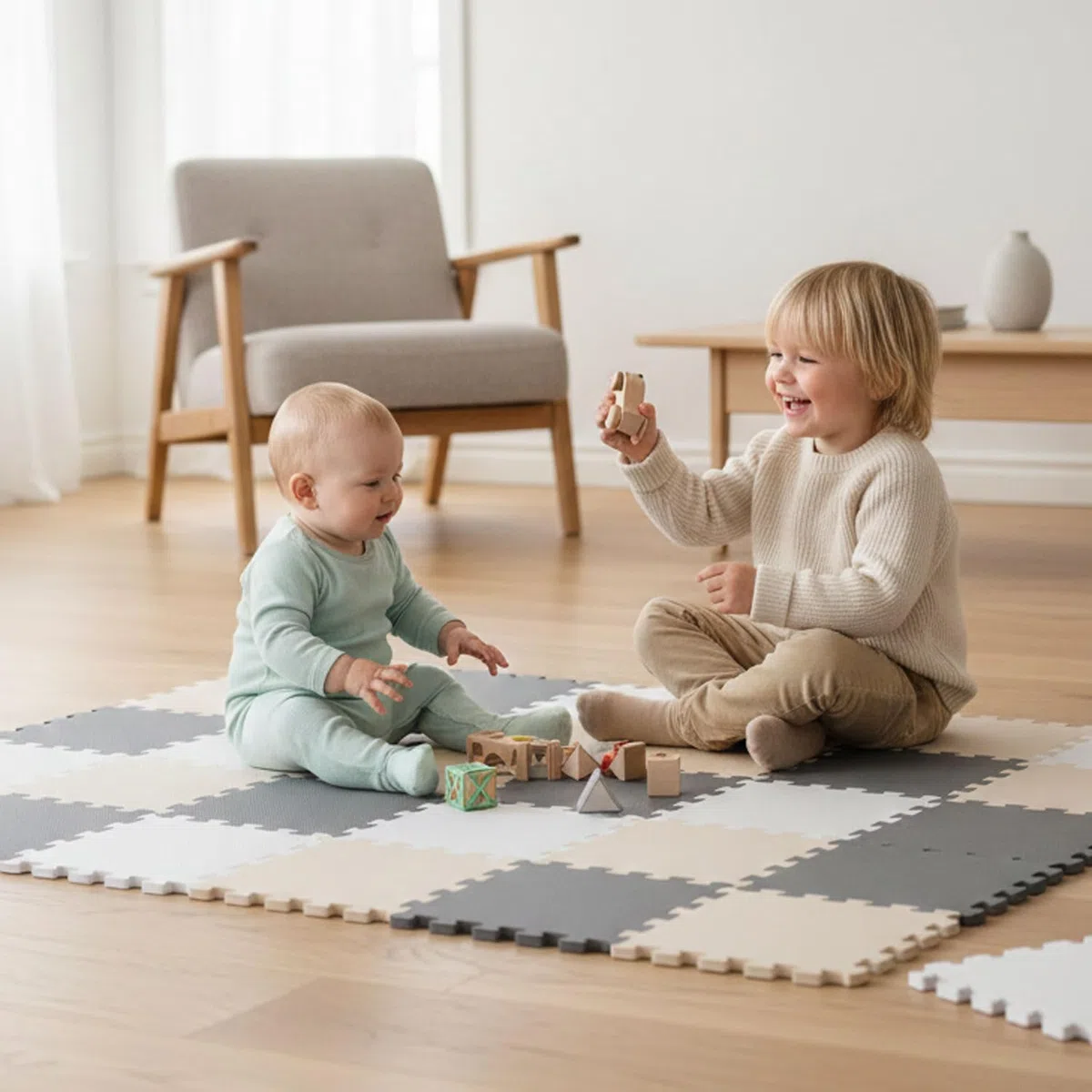 LittleTom 27 Pezzi Tappeto Gioco per Bambini Piastrelle EVA 30x30 cm Antiscivolo