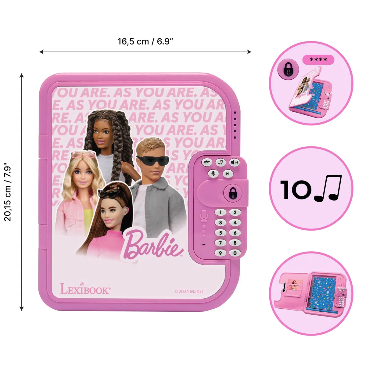 Lexibook, Barbie: Diario elettronico Barbie con Penna e quaderno Inclusi, interattivo, protetto da Password, funzioni Divertenti, Effetti sonori, Rosa, SD50BB