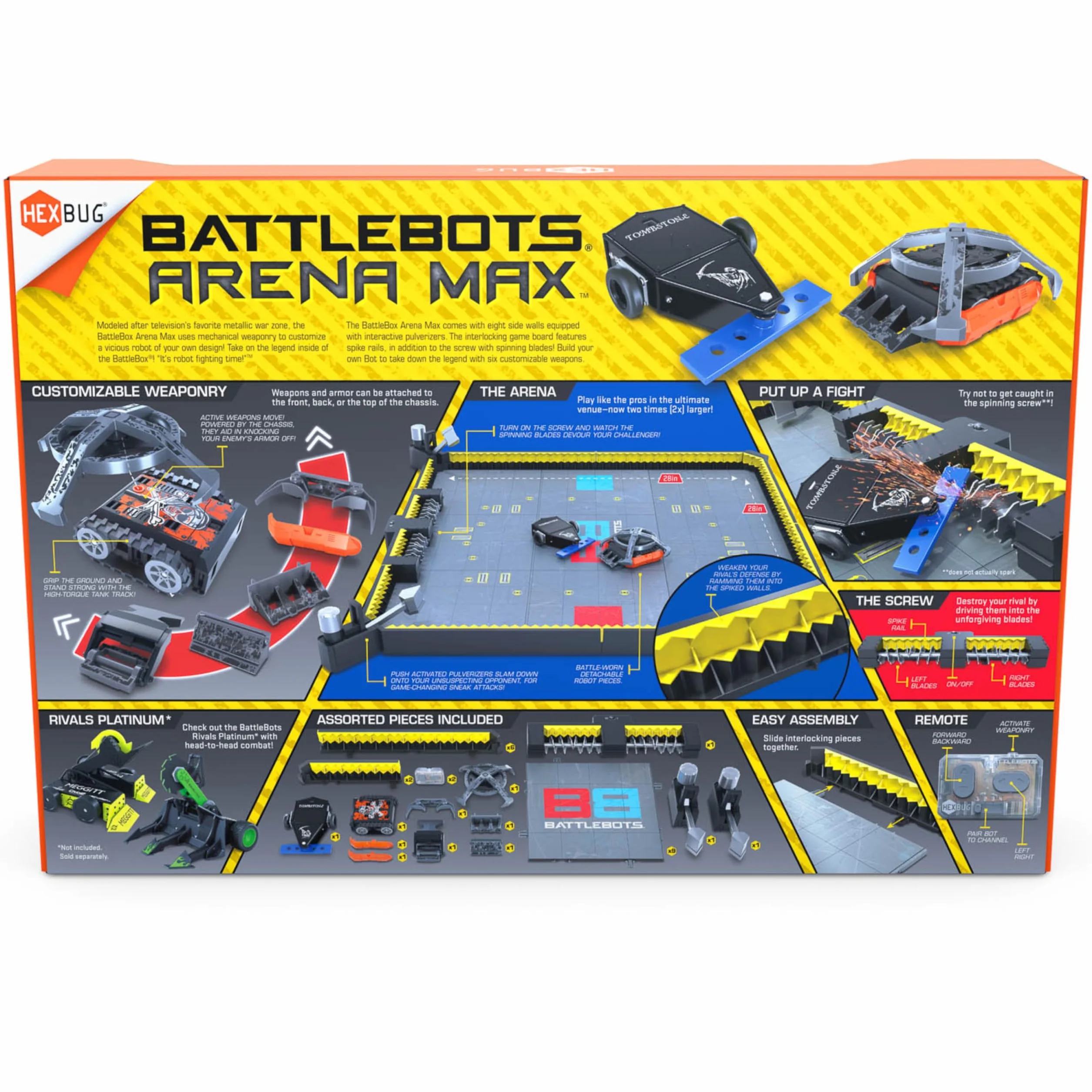 HEXBUG BattleBots Arena Max, Robot Giocattolo telecomandato per Bambini con Oltre 30 Pezzi, Giocattoli STEM per Ragazzi e Ragazze dagli 8 Anni in su, batterie Incluse