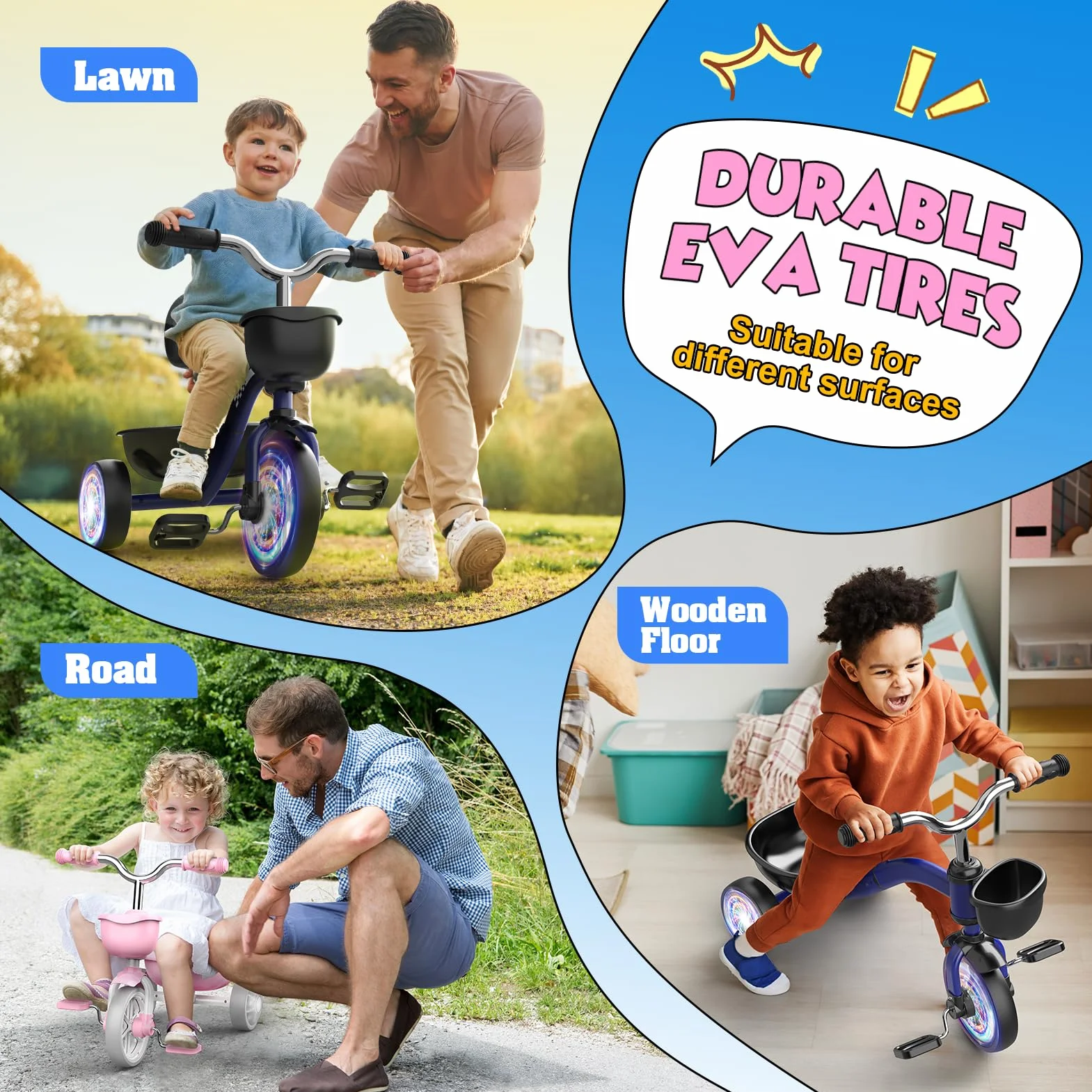 Braxel Triciclo Bambina per 2 3 4 5 Anni, Triciclo Evolutivo da 1 a 5 Anni con Cestello Portaoggetti, Adatto Come Regalo per Bambini, Rosa