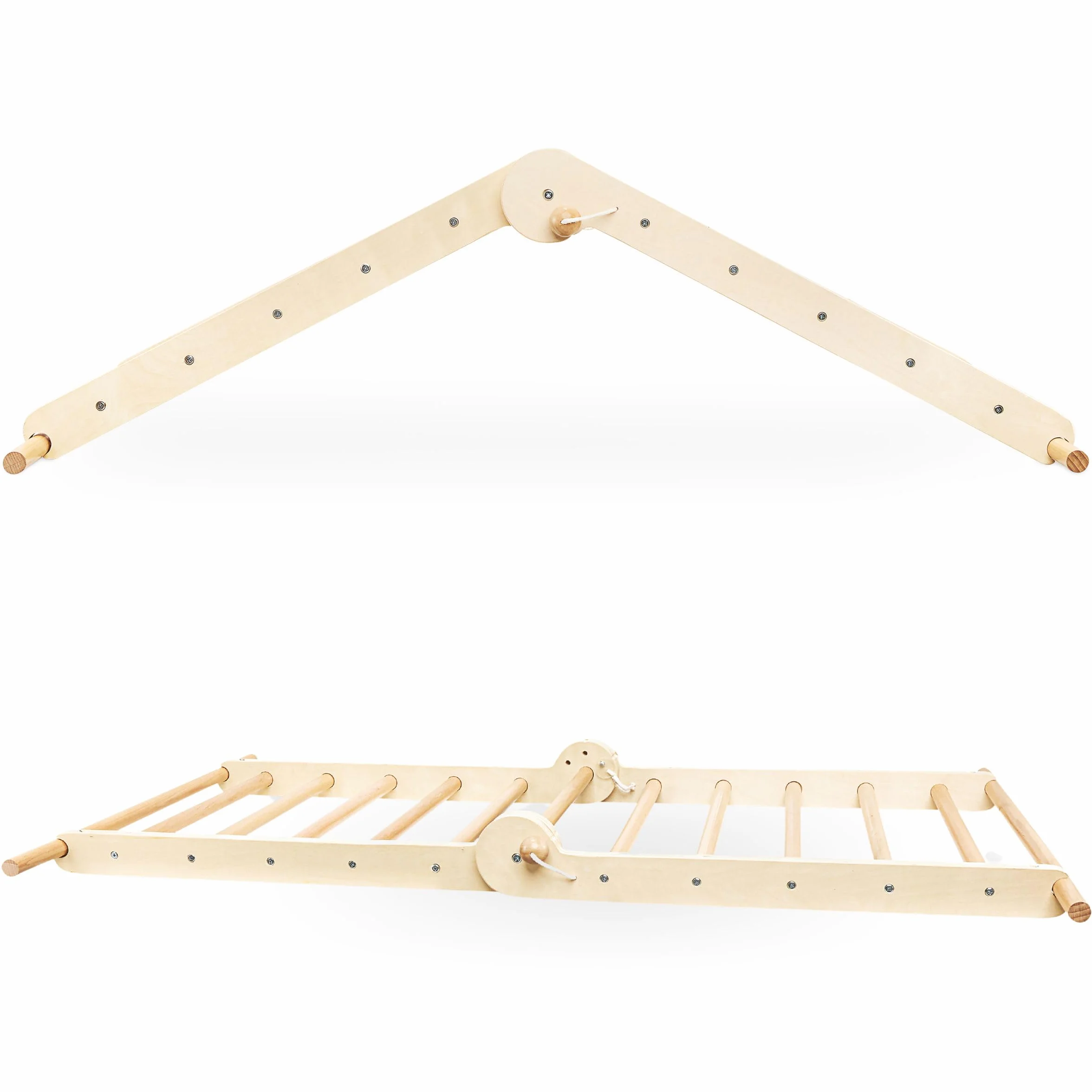 Mamabrum Parco Giochi in Legno con Scaletta e Parete da Arrampicata – Casa Multiattività con 3 Livelli di Regolazione, Triangolo Motorio, Capacità di Carico fino a 50 kg